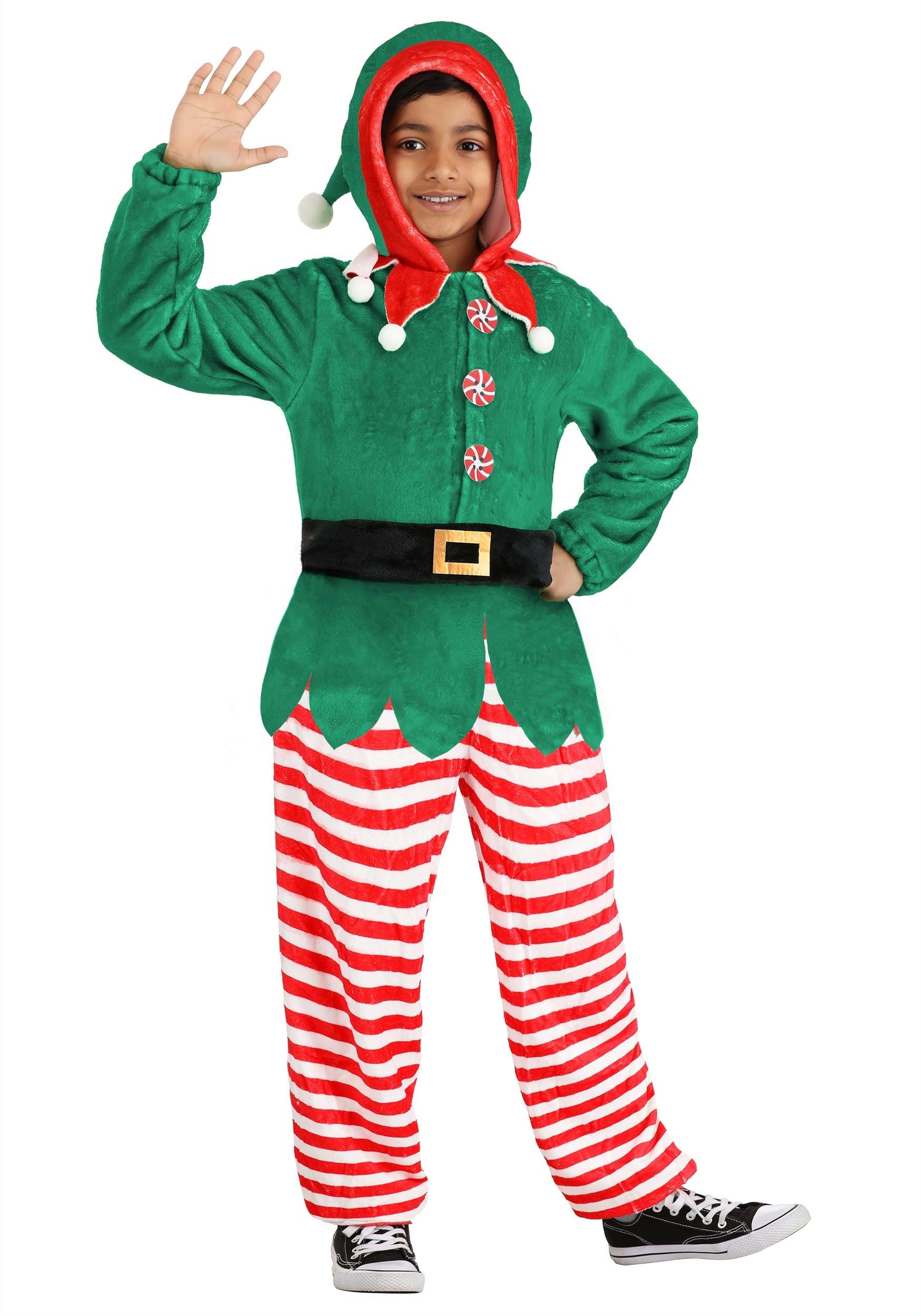 HalloweenCostumes.com FUN Costumes Elf Jumpsuit Kid's Costume Medium