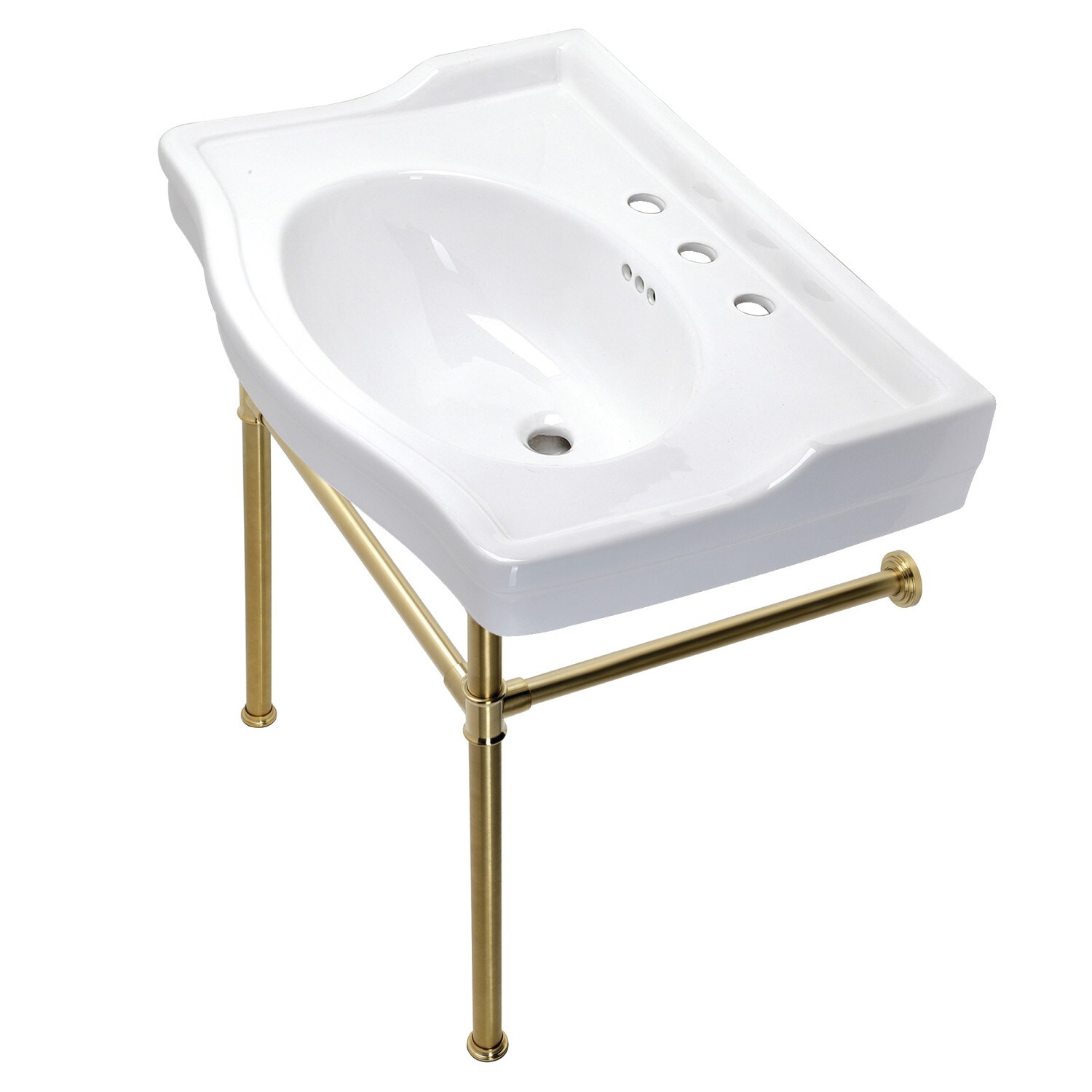 Kingston Brass Edwardian Ceramic Rectangular Console Bathroom Sink with  Overflow & Reviews