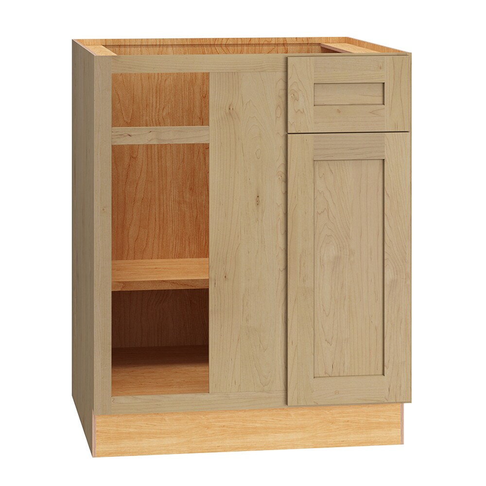 Diamond Express Jamestown 36-in W x 34.5-in H x 24-in D Coastline Brown Stained Blind Corner Base Fully Assembled Plywood Cabinet Recessed Panel Shaker
