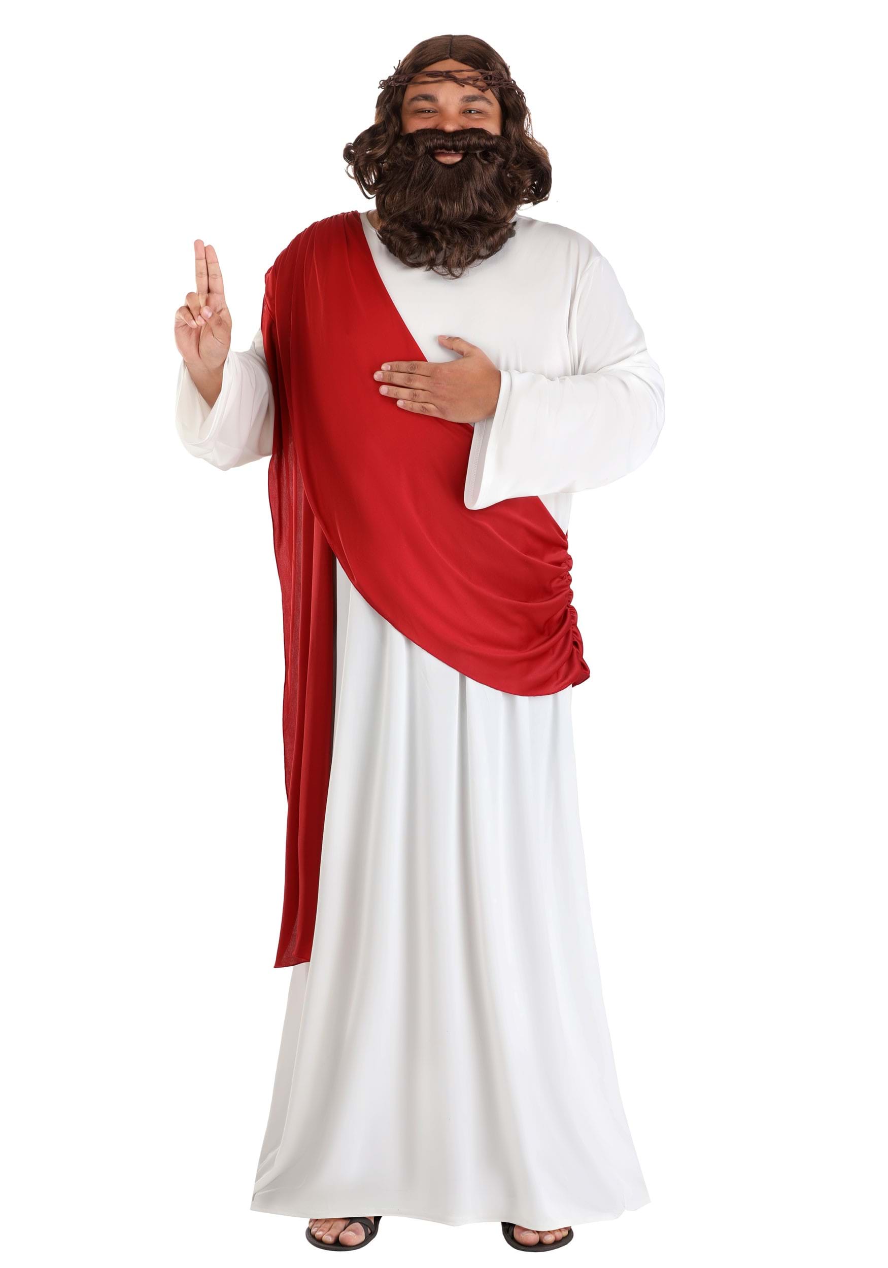HalloweenCostumes.com FUN93346PL-2X FUN Costumes Men's Plus Size Deluxe Jesus Costume Religious Costumes 2X