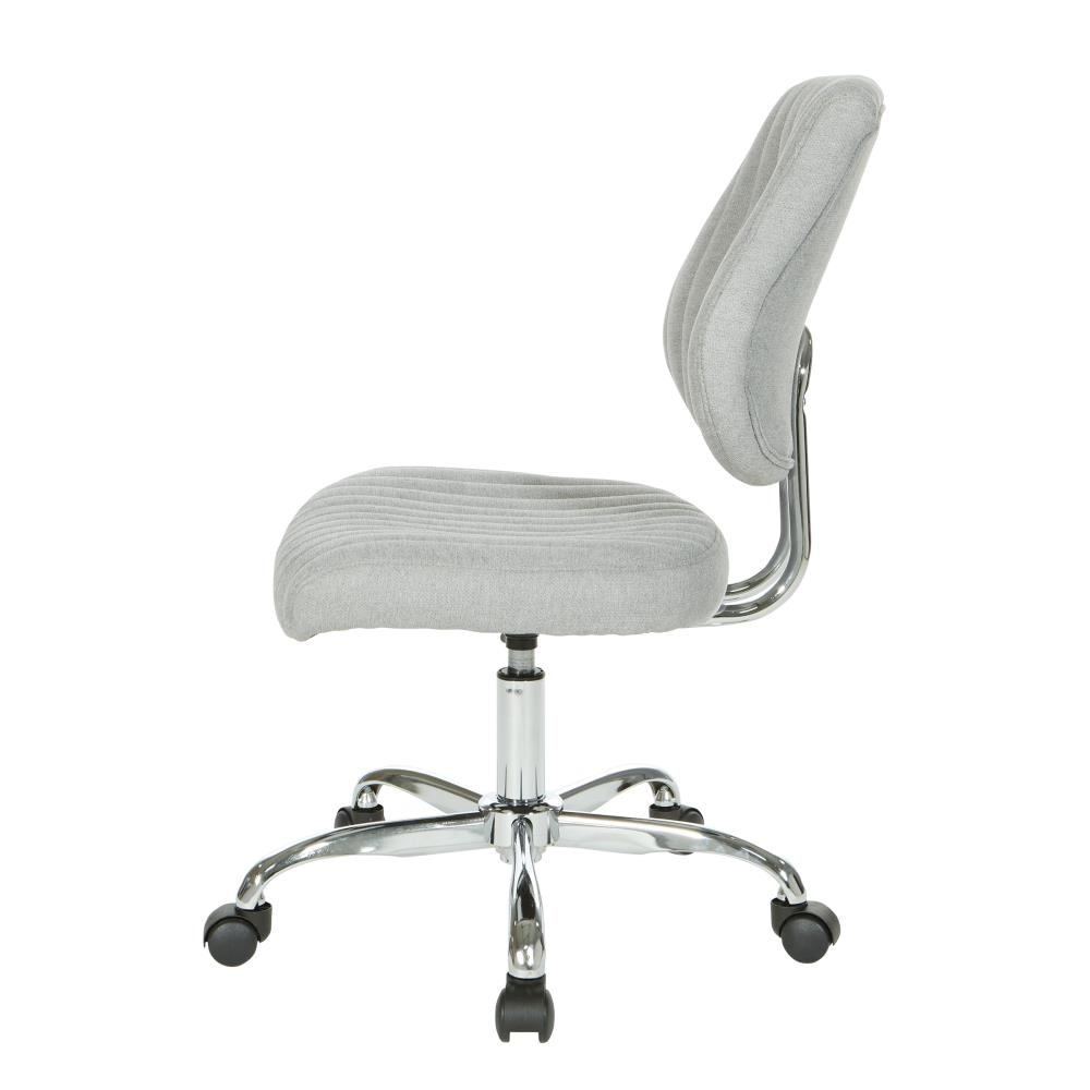 Fog Gray Ergonomic Armless Swivel Office Chair with Chrome Base