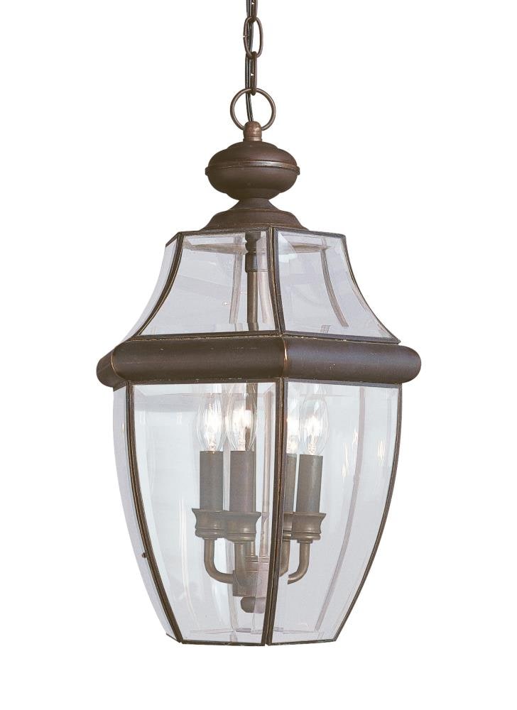 Generation Lighting 6039EN-71 Lancaster 3 -Light Antique Bronze Traditional Clear glass Lantern Medium Outdoor Hanging Pendant light