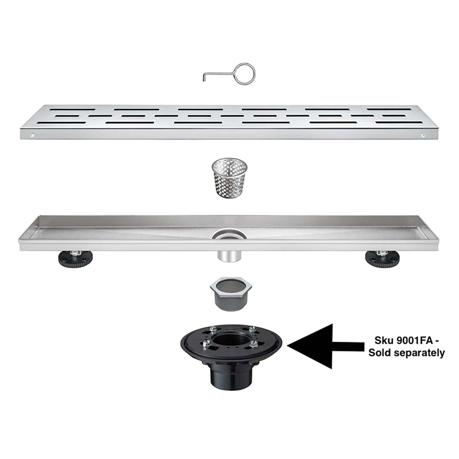 Linear Slot Sink Drain Pan - Stainless Steel