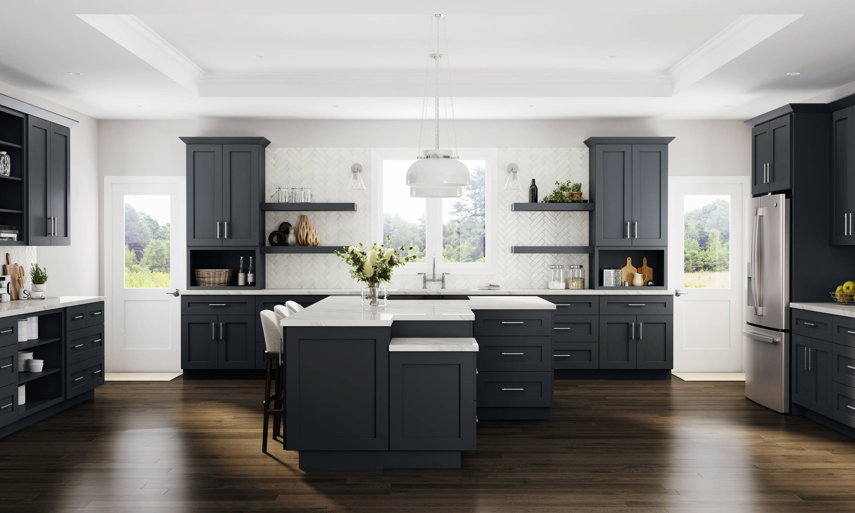 Luxxe Cabinetry Newton 21-in W x 34.5-in H x 24-in D Deep Onyx Painted ...