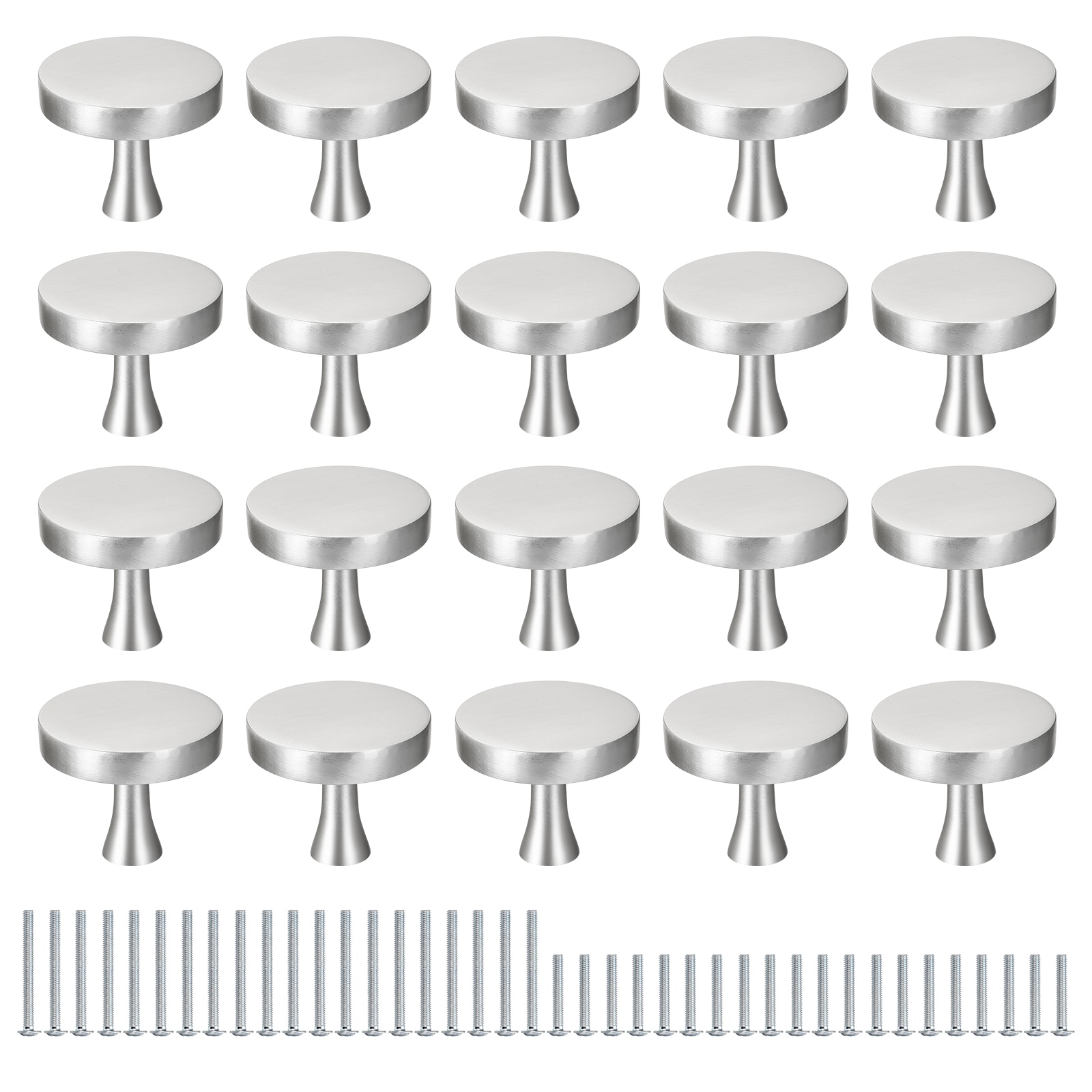 Unique Bargains 20 Pack Round Cabinet Knob Single Hole Drawer Knobs Silver Kitchen Cabinet Knobs for Cupboard Drawer Pulls Silver