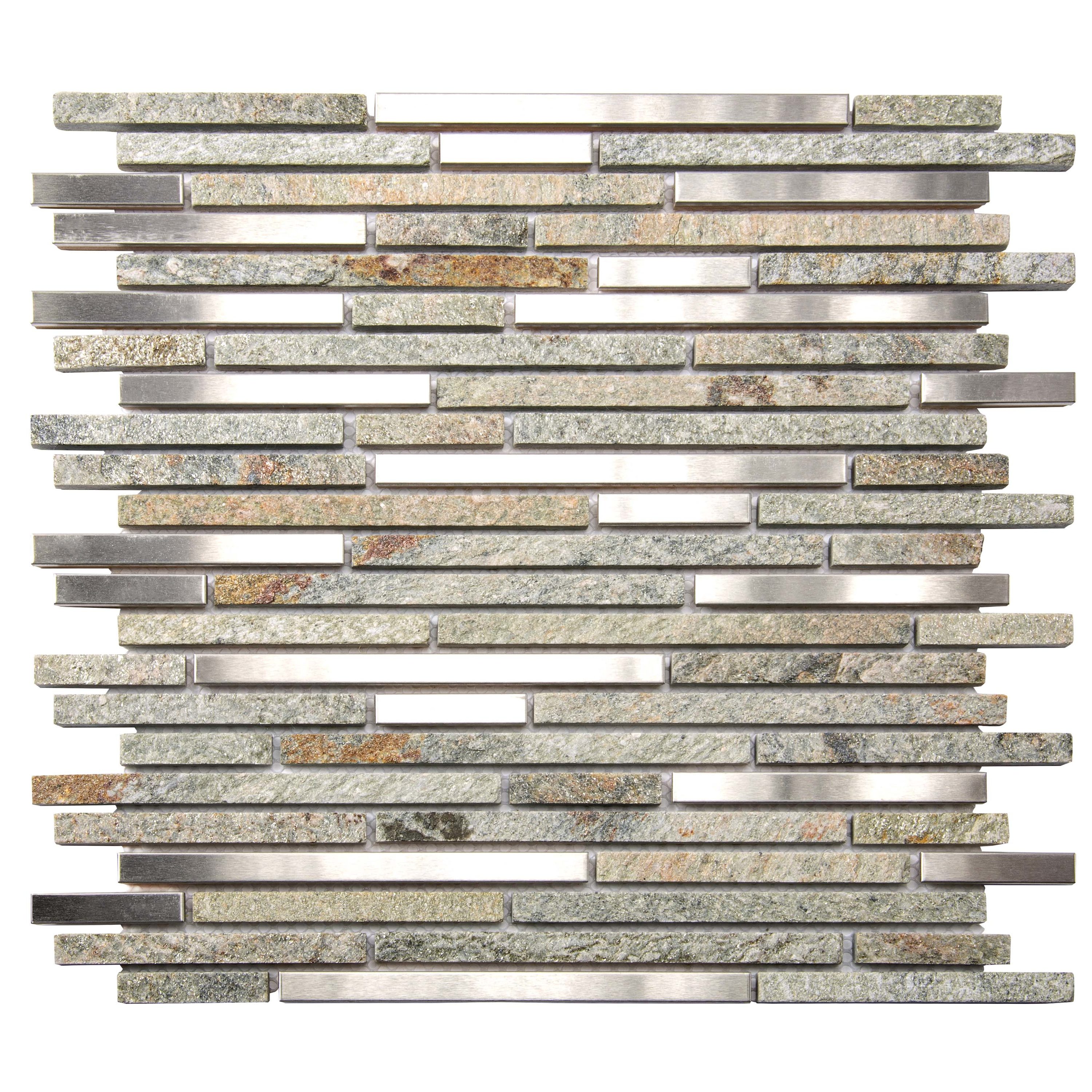Apollo Tile APLCAS88032ASAMPLE Sample- Waterfall Gray 4-in x 4-in Polished Glass/Metal/Stone Cement Look Wall Tile