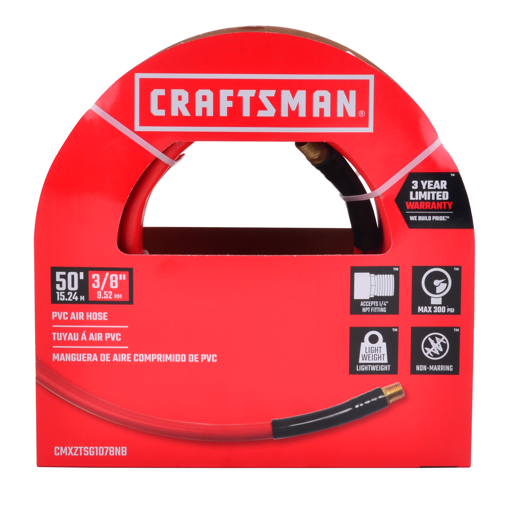 CRAFTSMAN Craftsman 3/8-in 50-Ft PVC Air Hose in the Air Compressor Hoses  department at