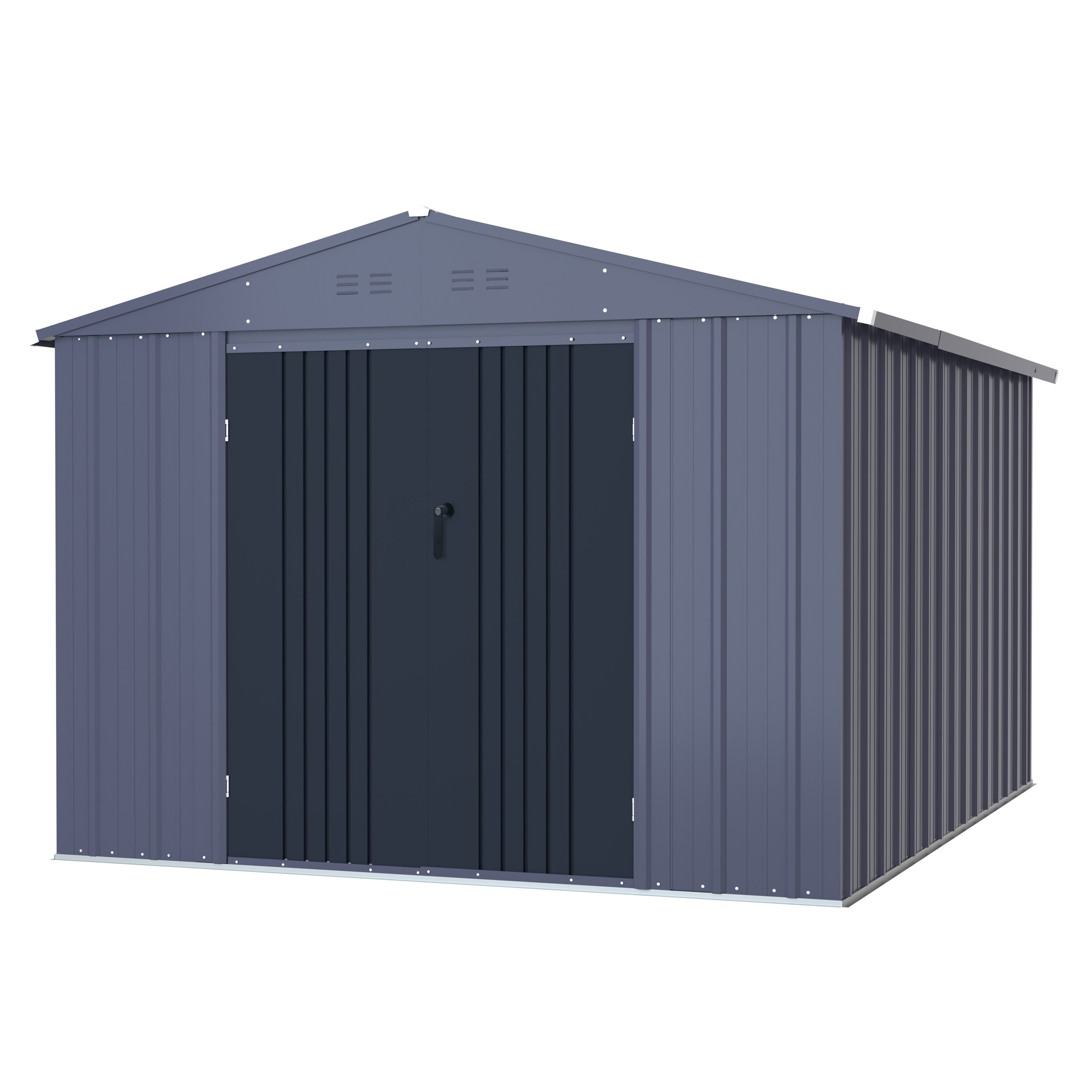 VEIKOUS PG0301-13-03 8-ft x 10-ft Metal Storage Shed Galvanized steel Storage Shed (Floor Included)
