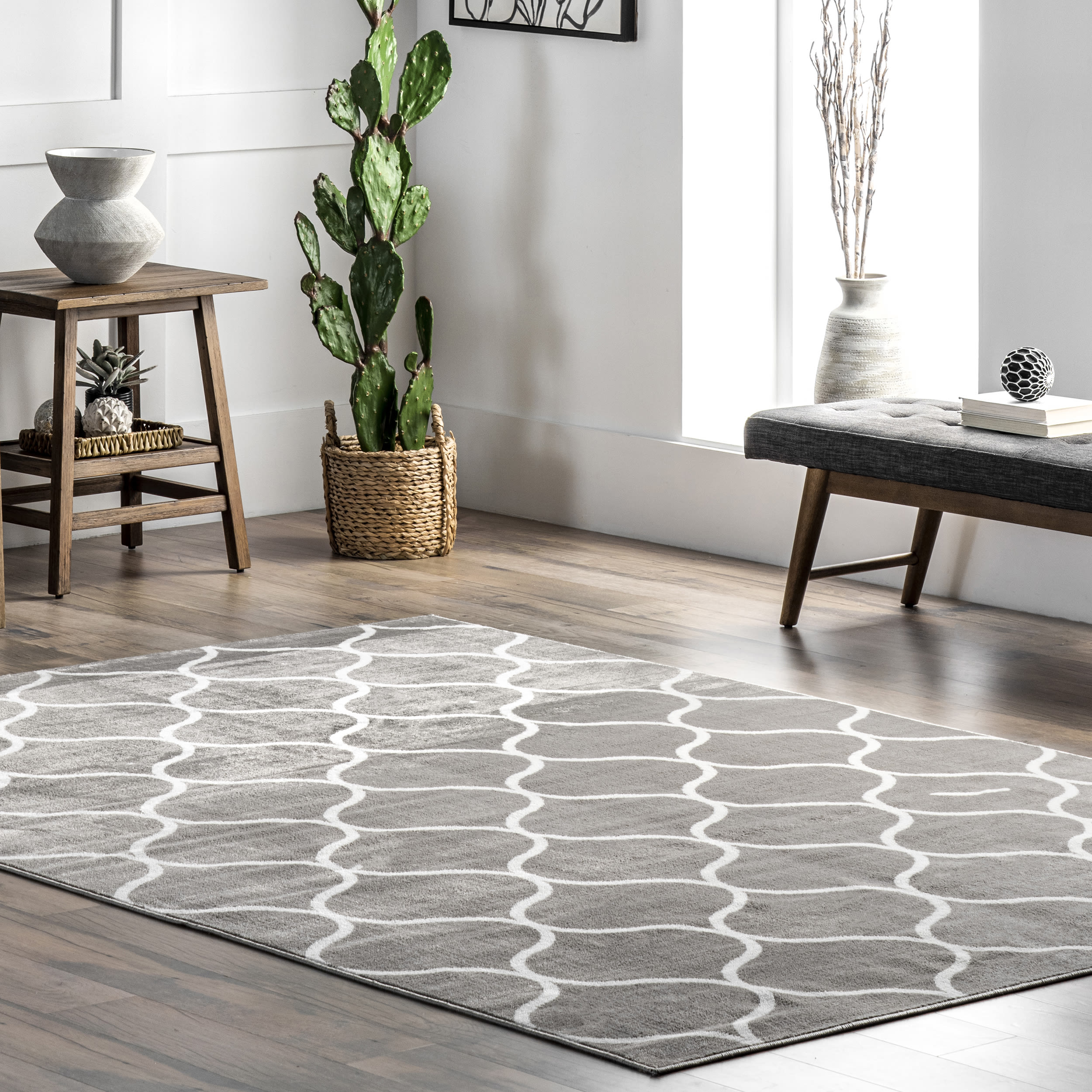nuLOOM LPBL16B-2808 Marta 2 x 8 (ft) Loomed Polypropylene Gray Rectangular Indoor Geometric Vacuum regularly Runner rug