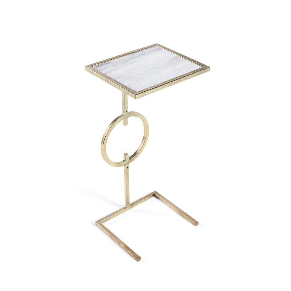 GO Home 21968 Maxine 12-Inches W x 26-Inches H Gold, white marble Granite/Marble Rectangular Industrial End Table