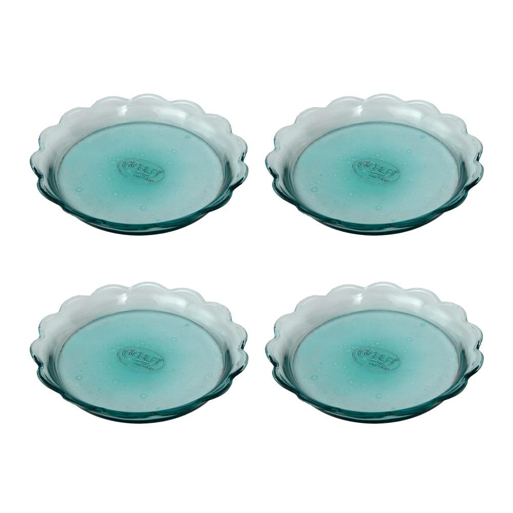 Minuteman International TRY-07-4 4 -Pack 6-in Pale Green Glass Plant Saucer