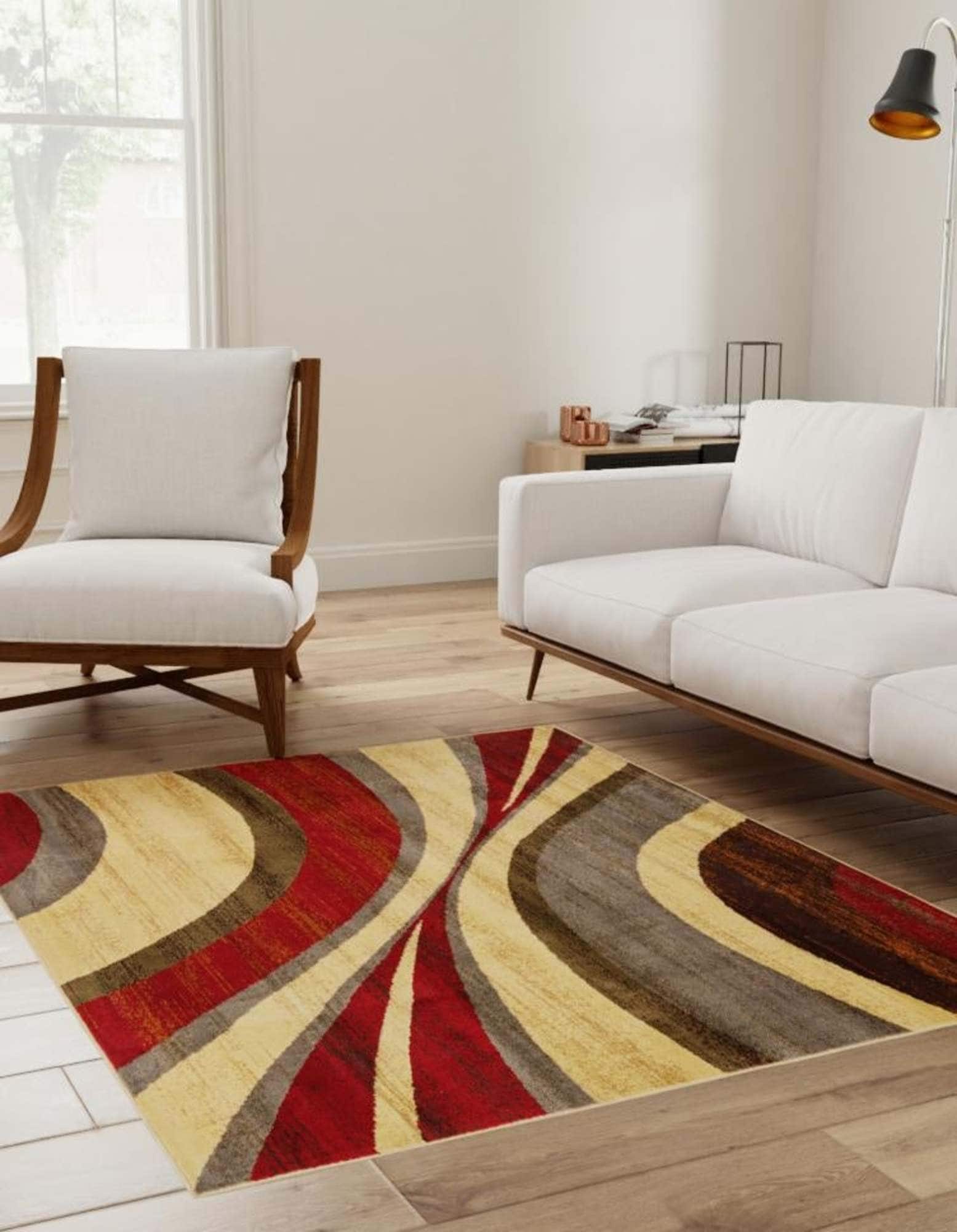 Unique Loom 3200634 Barista 8 x 8 (ft) Loomed Polypropylene Beige Square Indoor Stripe Area rug