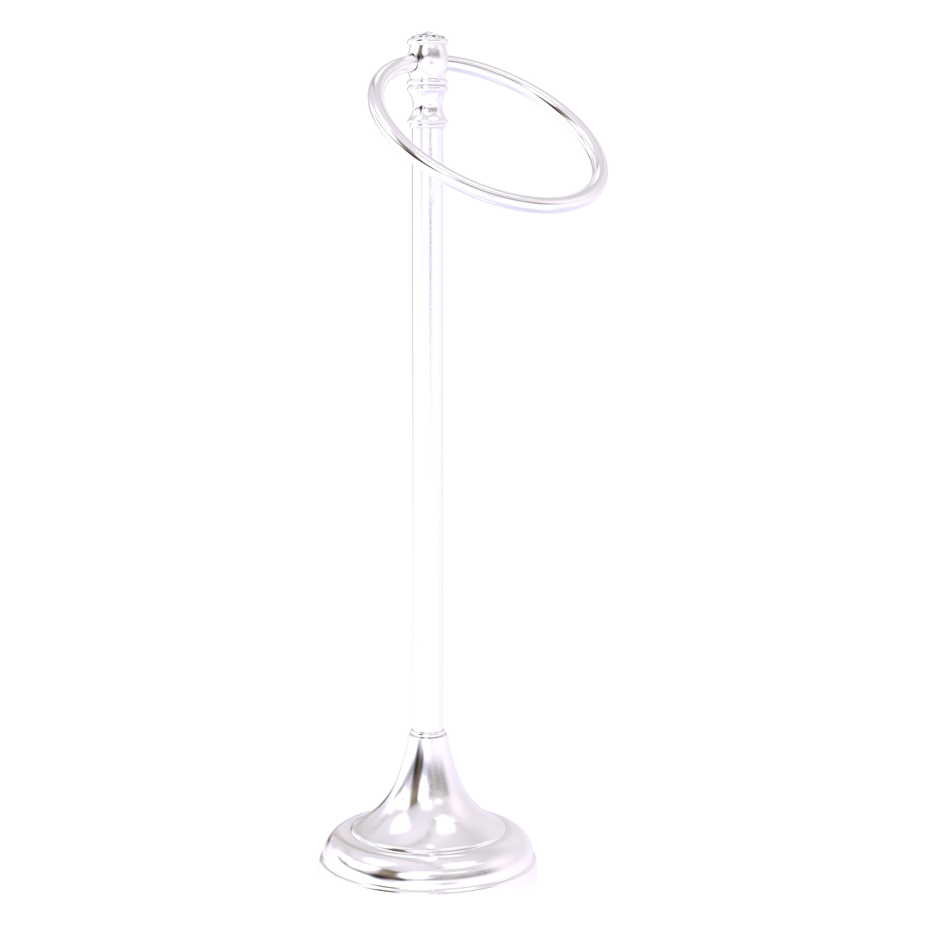 Allied Brass CC-54-SCH Carolina Crystal Satin Chrome Freestanding countertop Single Towel Ring