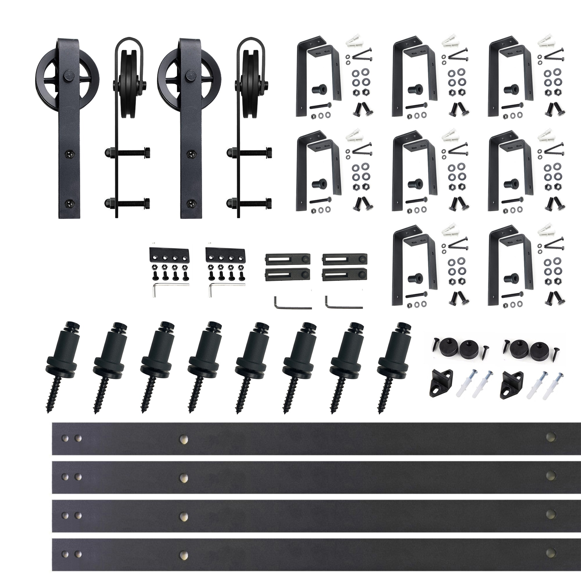 HOMACER 96-in Brushed Nickel Indoor J-strap Double Bypass Barn Door Hardware Kit YT4DNZ096C Sansujyuku sansujyuku.com