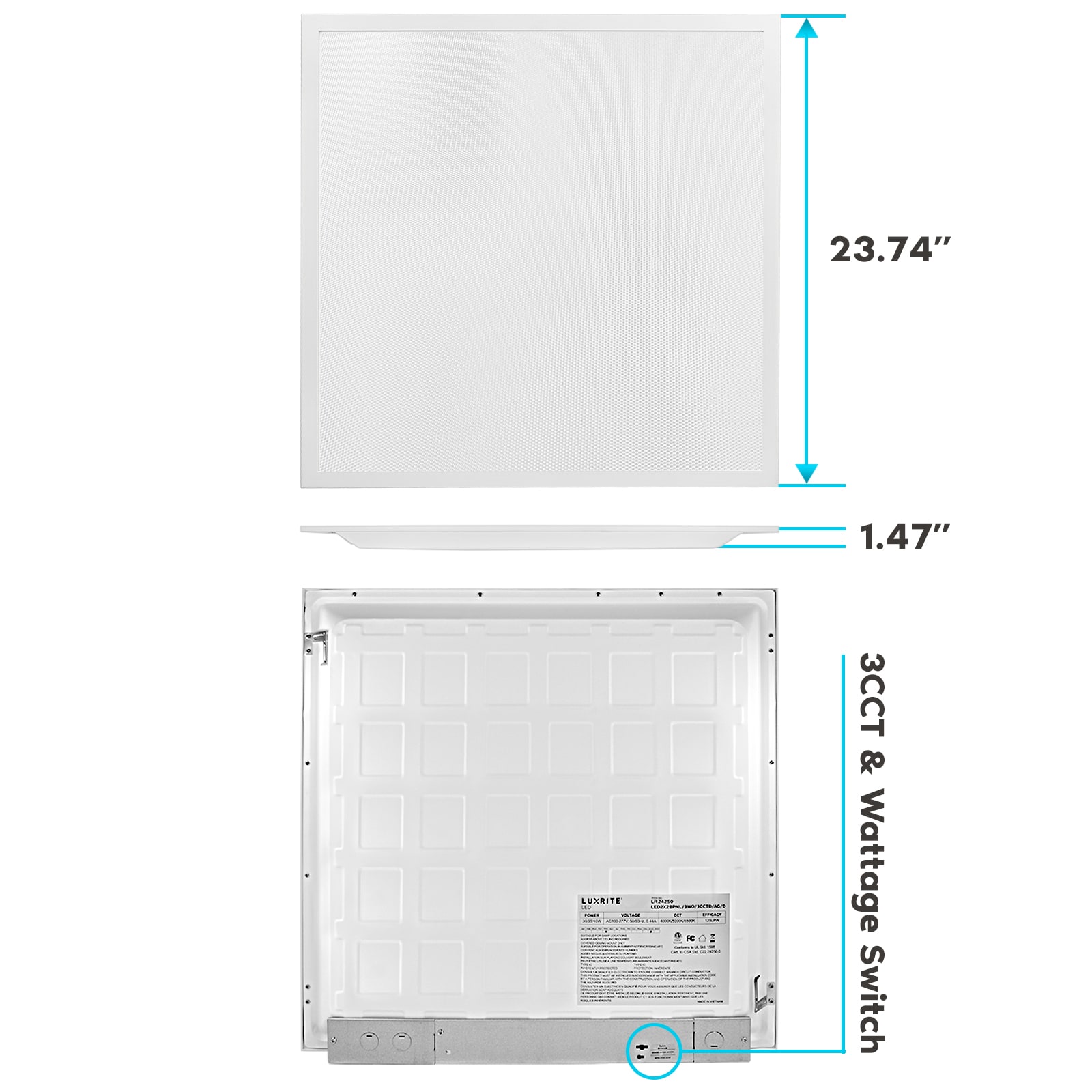 Luxrite 2-Pack 2-ft x 2-ft Adjustable-Lumen Tunable White LED Panel ...