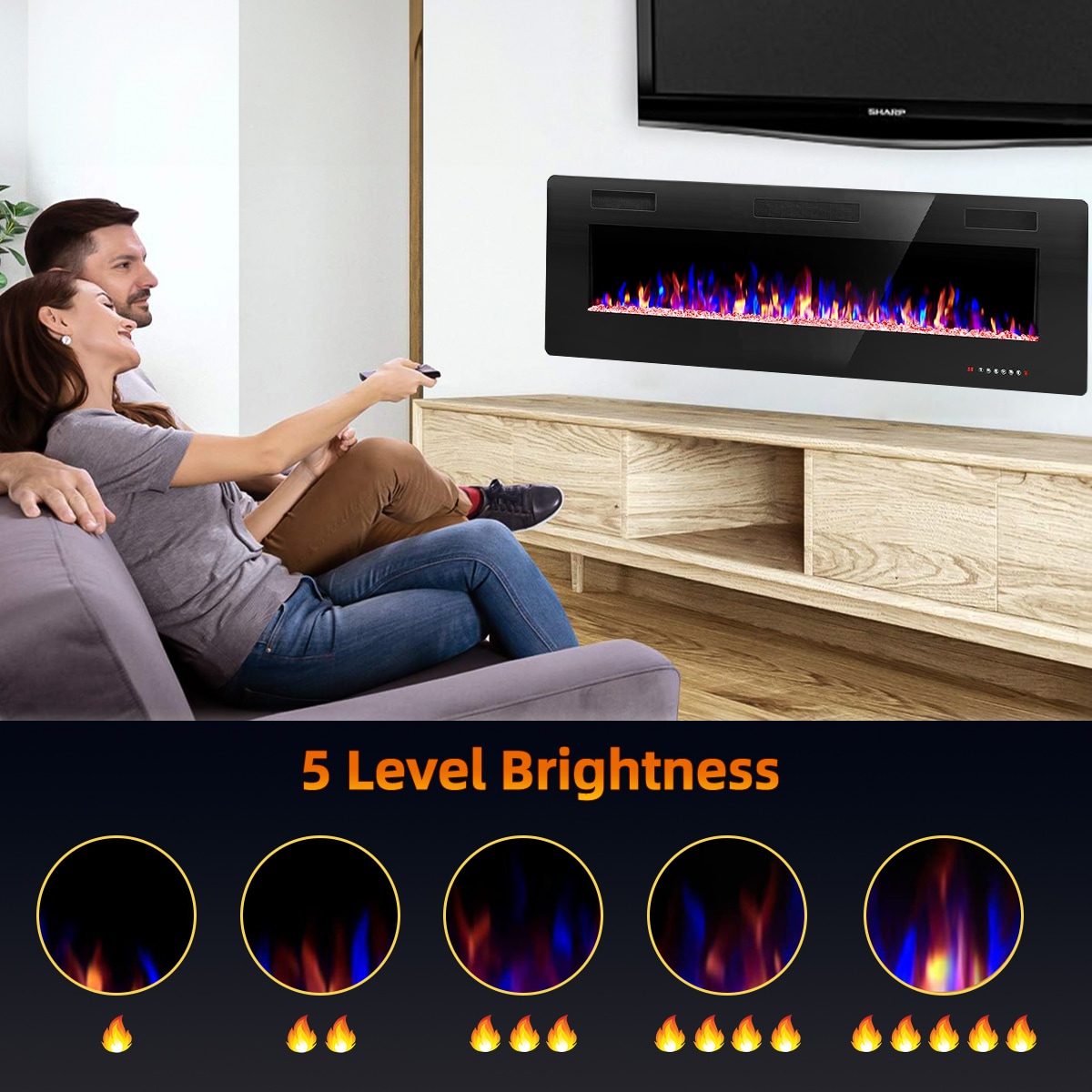 EdenDirect 68-in W Black LED Electric Fireplace NLCD041916 Sansujyuku sansujyuku.com