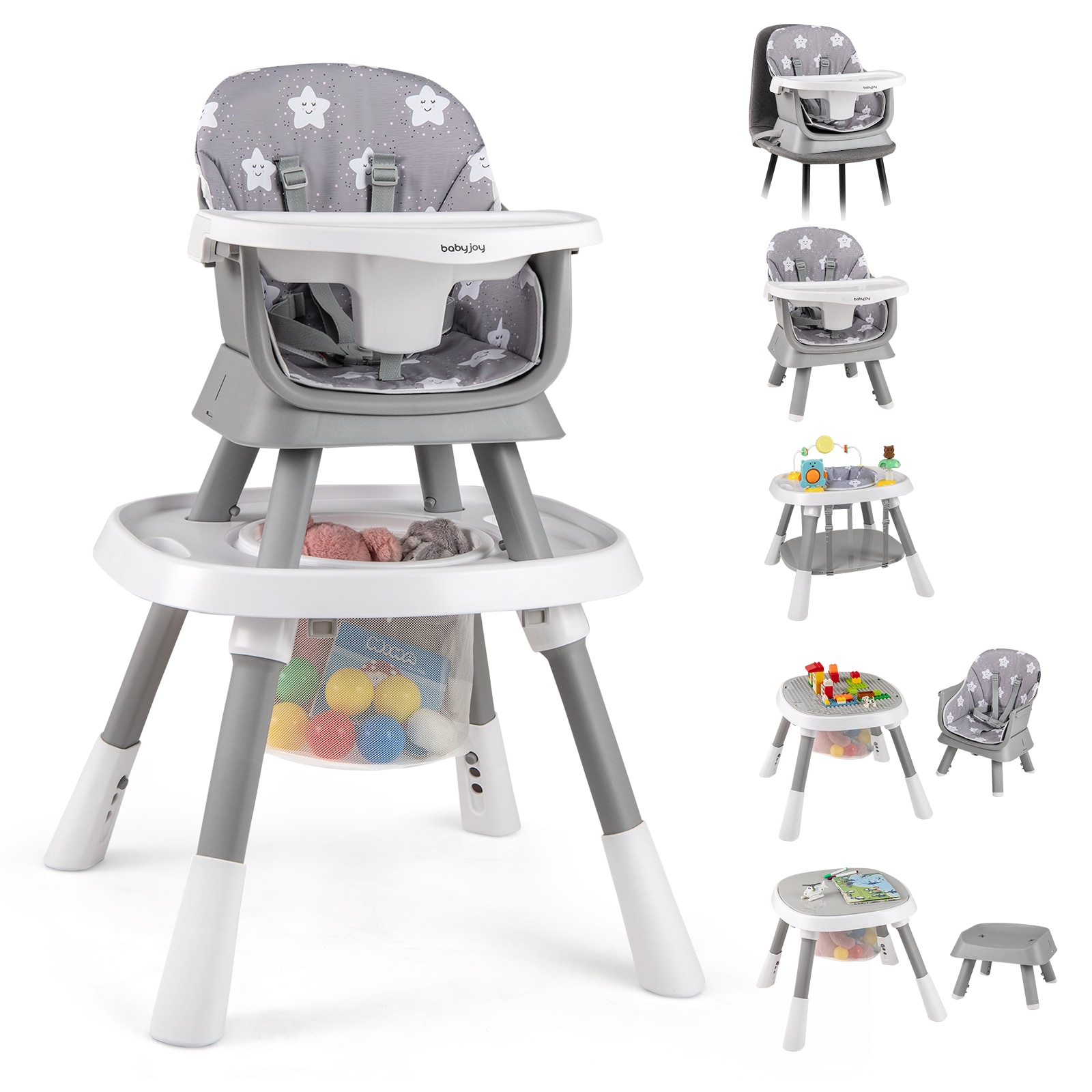Slickblue 16 in 1 Baby High Chair with Activity Center and Convertible to Booster Toddler Seat for Babies and Toddlers Dining Feeding and Activity Use Multiple Color Option 36 in H