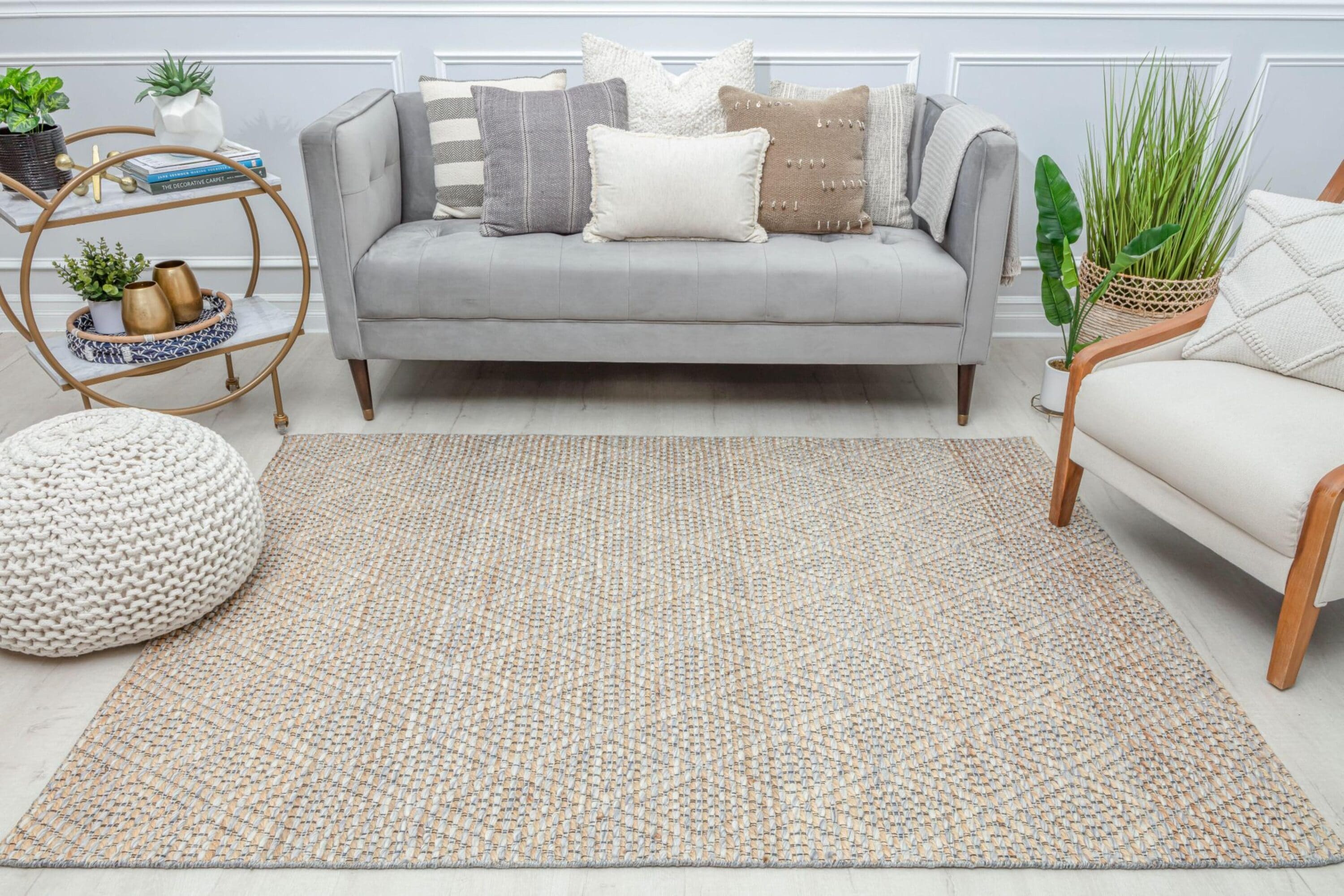 Gray and Beige Diamond Wool 5' x 7' Area Rug