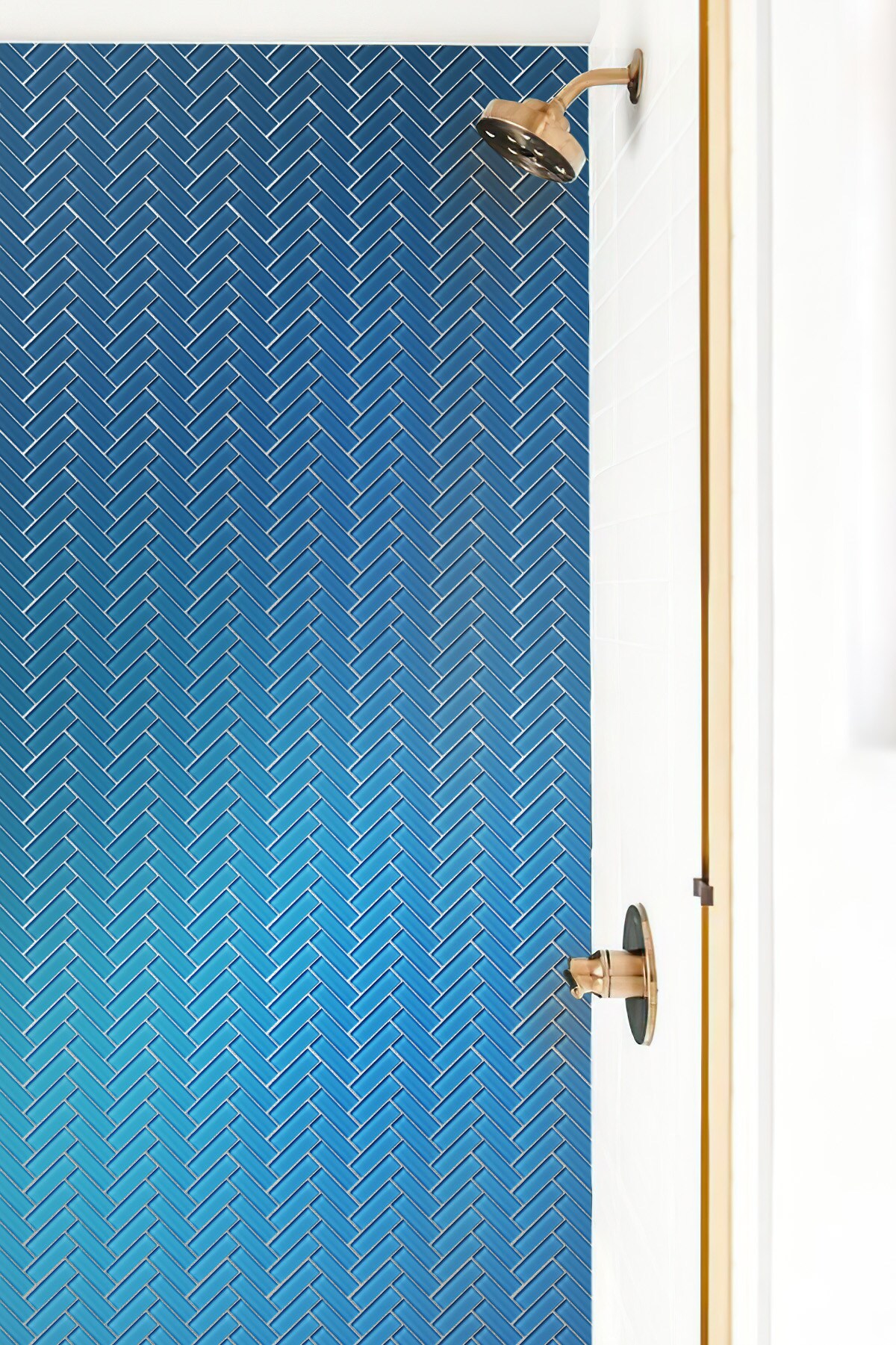 Apollo Tile (Sample) Colorway Sea Blue 4-in x 4-in Glossy Glass Herringbone Floor and Wall Tile
