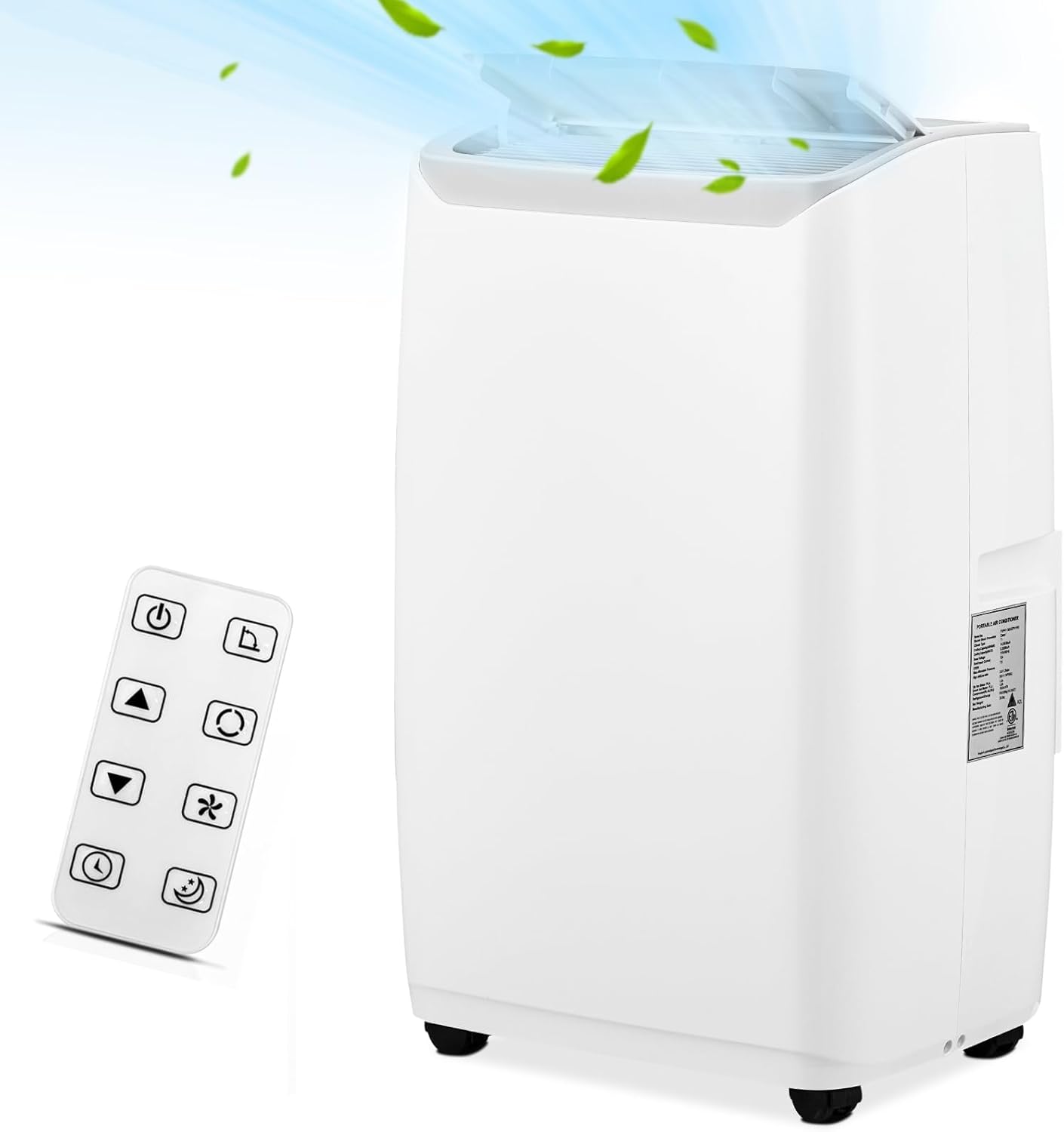 Qeetex VGX-PHO-10HZ5V1Q 14000 BTU Portable Air Conditioners Cooling for Rooms Up to 750 Sq  Ft 3 In 1 AC Unit with Fan and Dehumidifier Remote Control Sleep Mode Easy Setup for Bedroom Living Room