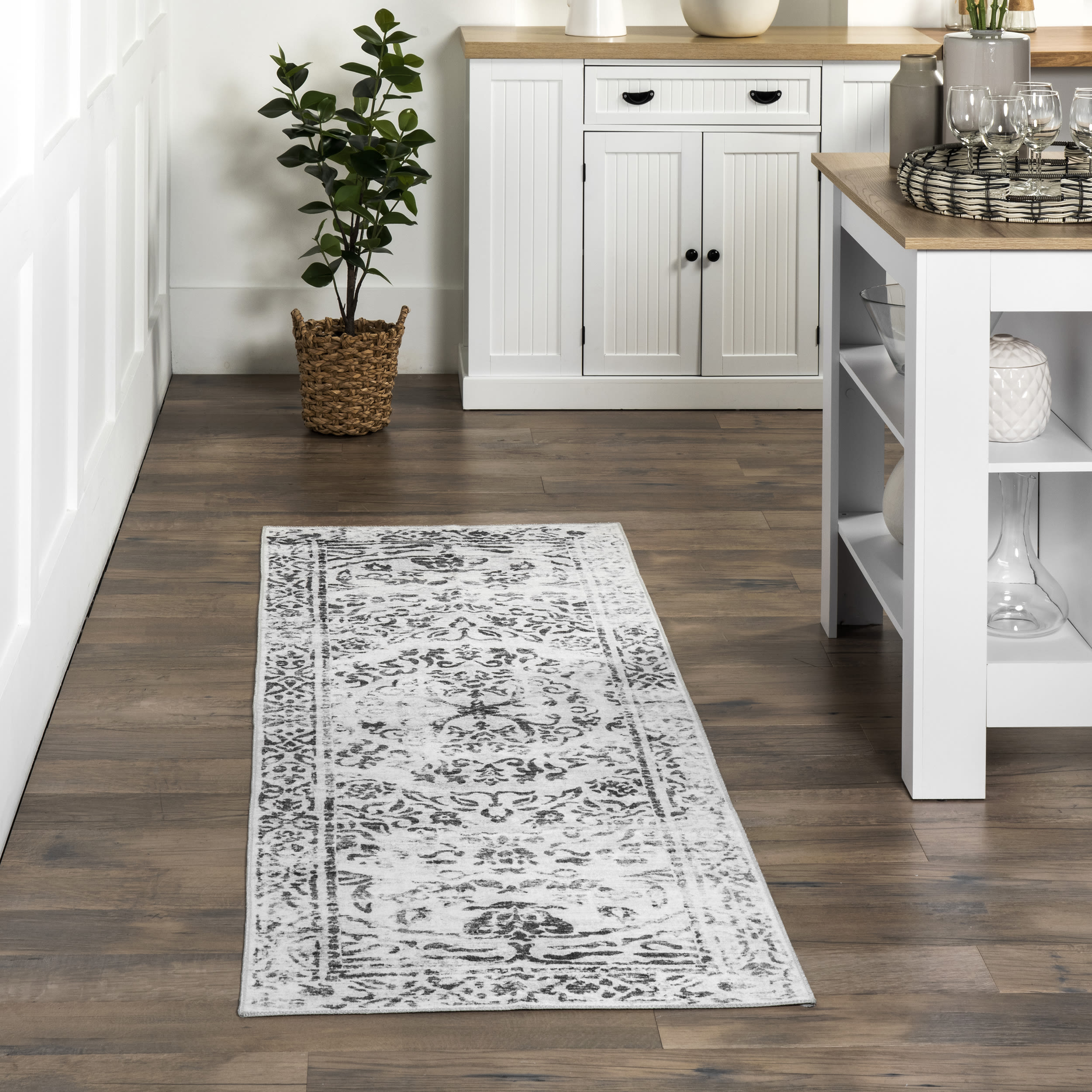 nuLOOM BIRV83A-2608 2 x 8 (ft) Loomed Ivory Rectangular Indoor Medallion Persian Machine washable Pet Friendly Runner rug