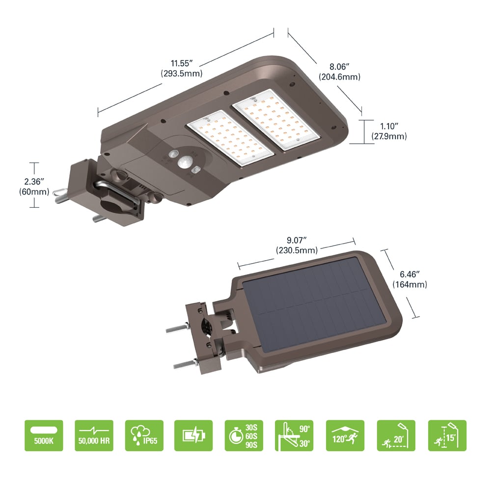 Bronze Solar LED Security Flood Light with Motion Sensor