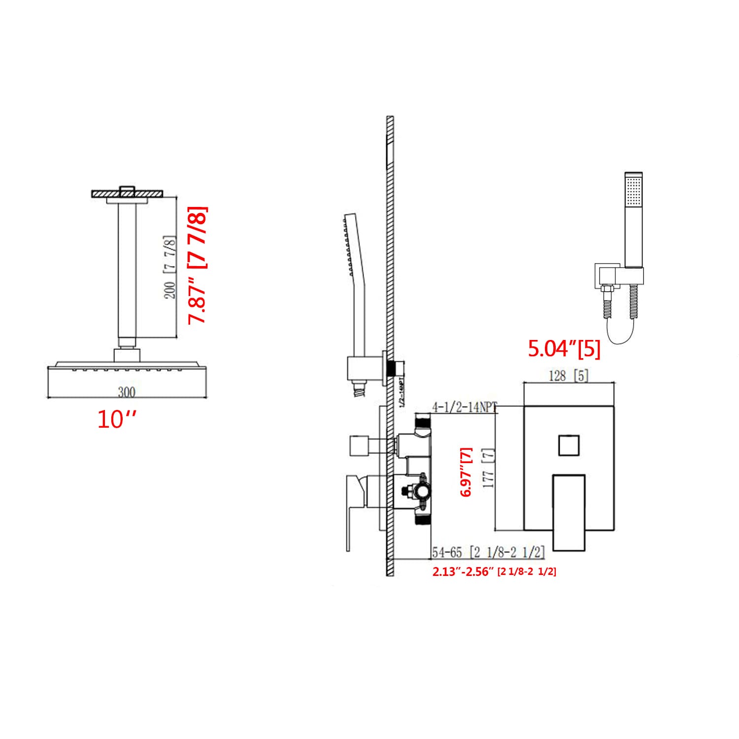 CASAINC MLT-020013-CH Showerhead-Bar-Panels - View #8