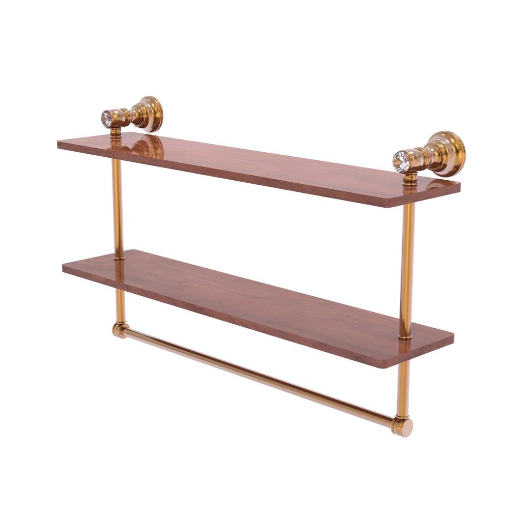 Allied Brass CC-2-22-TB-IRW-BBR Carolina Crystal Brushed Bronze 2 -Tier Wall mount Bathroom Shelf ( 22-in x 12.8-in x 5-in )