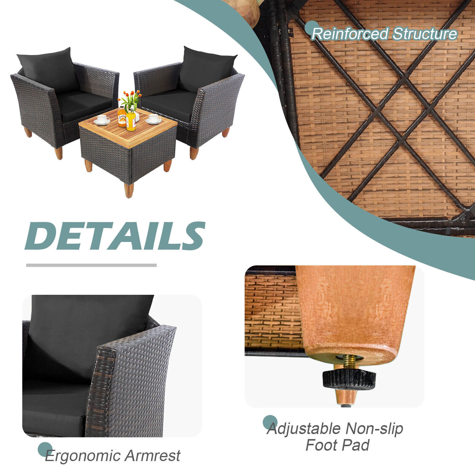 Forclover HBV-9383DK Patio-Conversation-Sets - View #4
