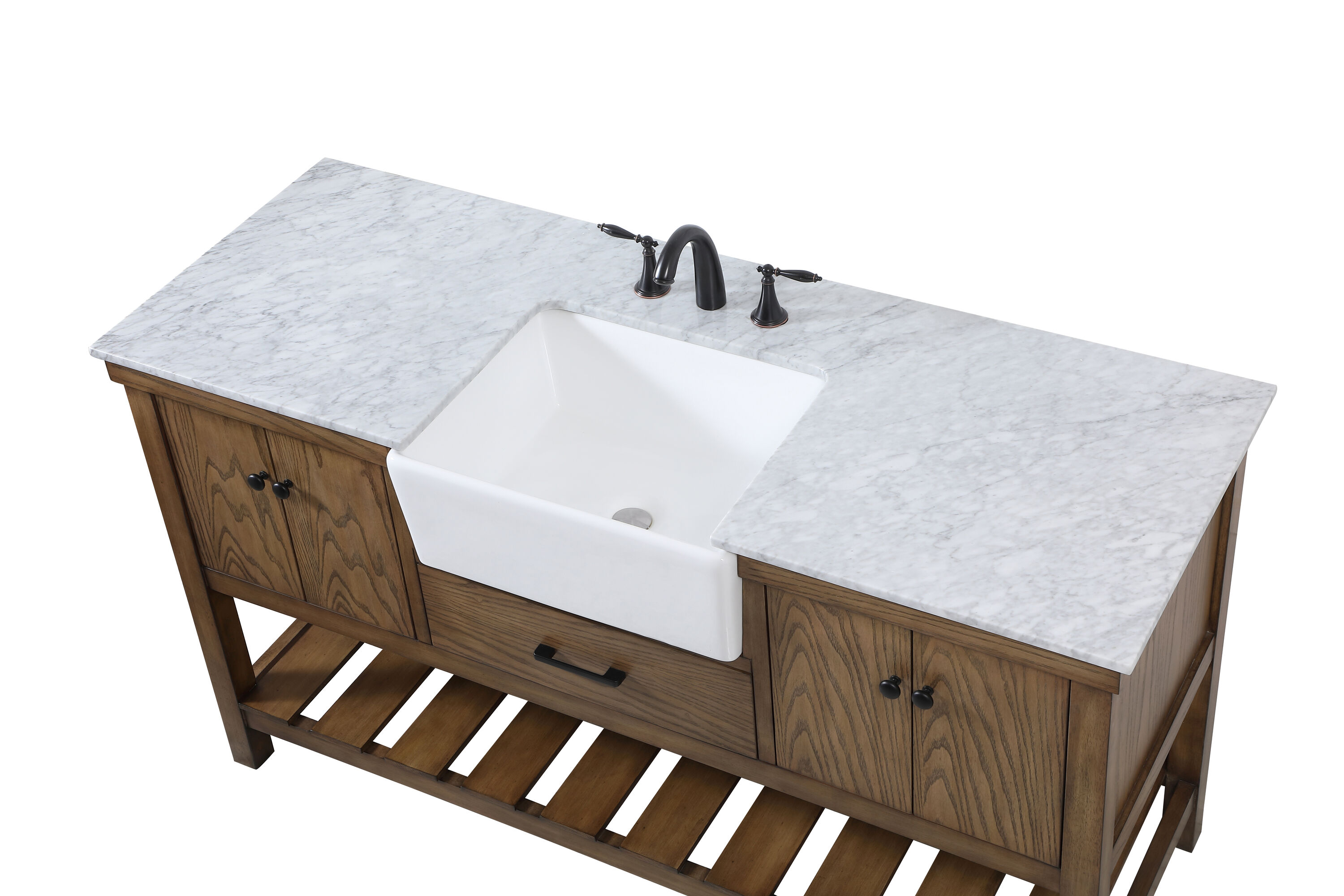 Driftwood Single Bathroom Vanity with Carrara White Marble Top