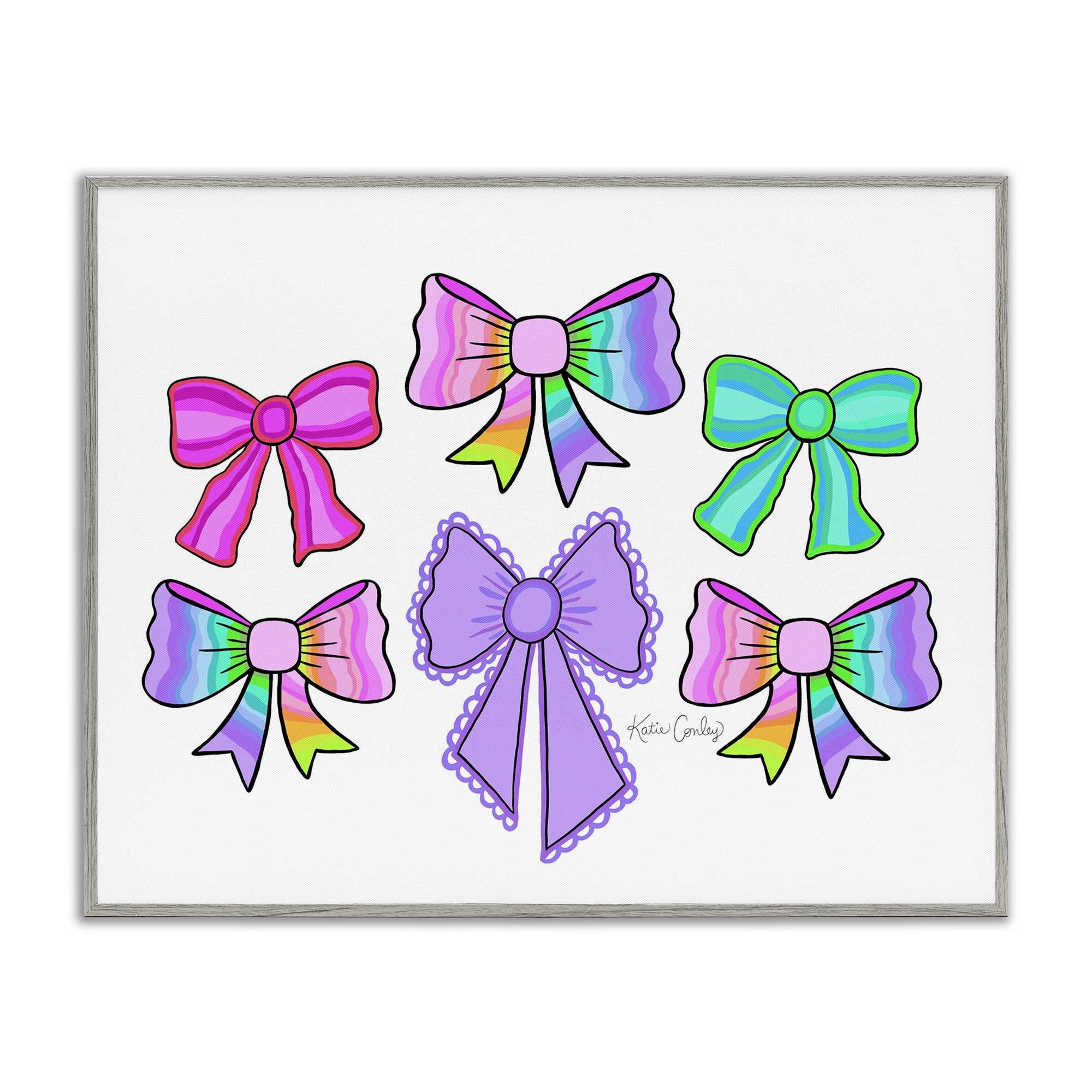 Stupell Industries BS-752-GFF-16X20 Playful Bowtastic Ribbons Gray Framed Giclee Art By Katie Conley 20 x 16