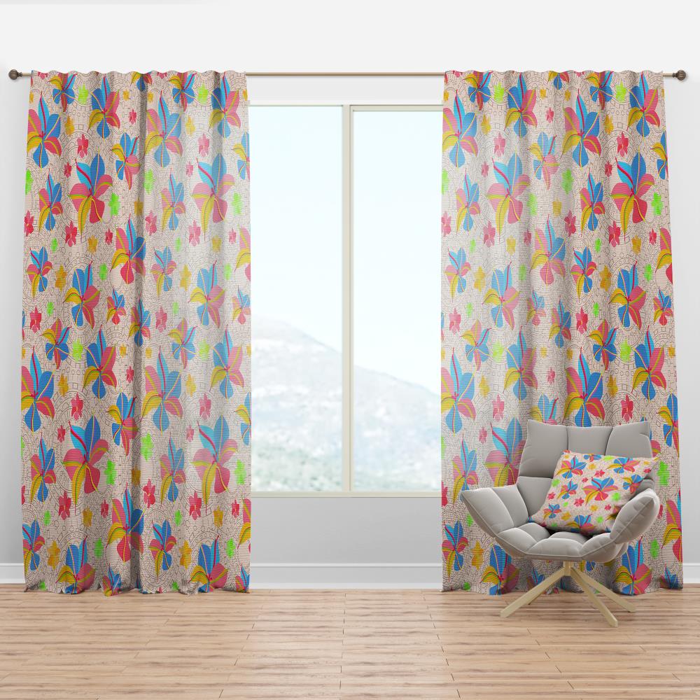 Designart CTN24024-52-108 108-Inches Pink Abstract Room darkening Thermal lined Rod pocket Single curtain panel