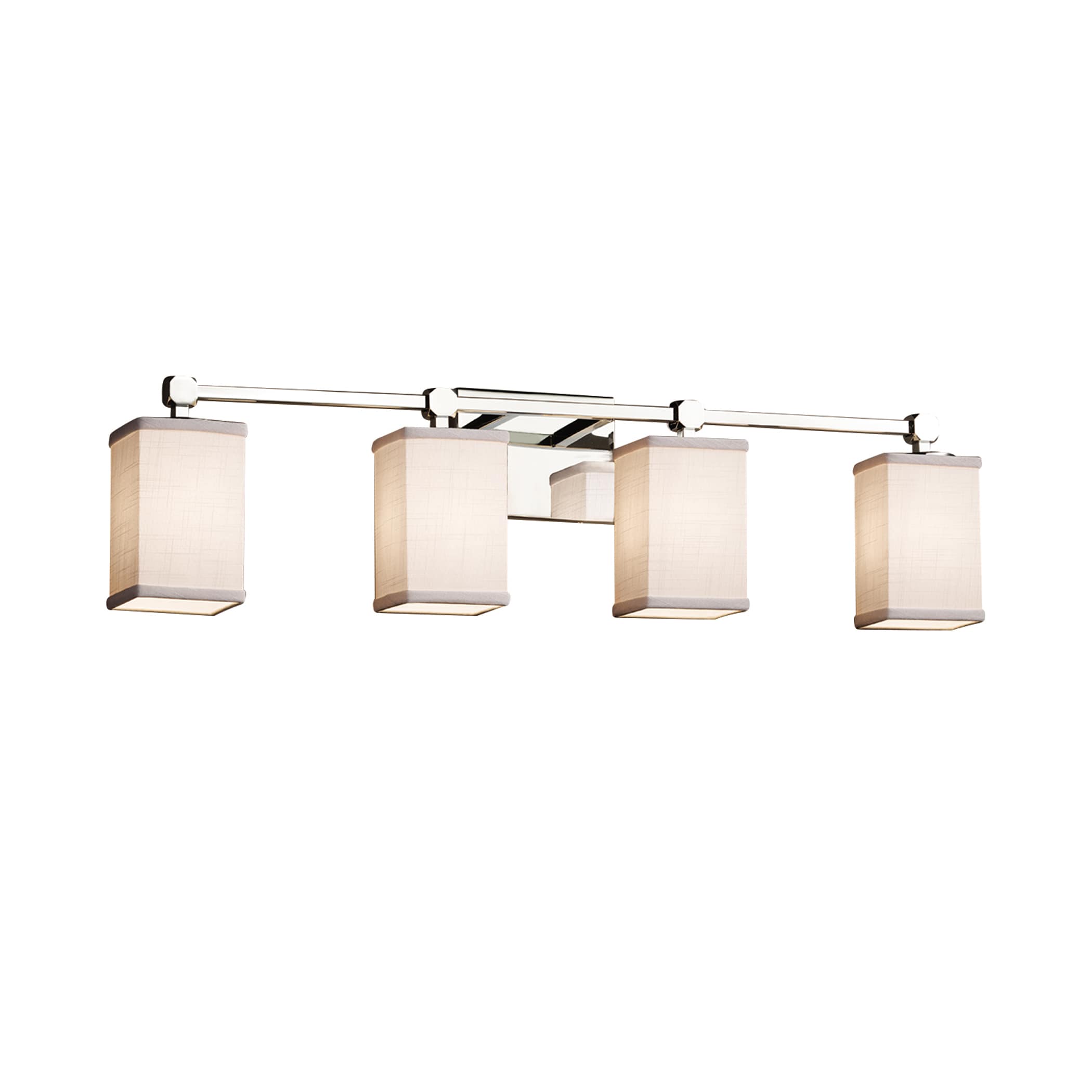 Justice Design Group FAB-8424-15-WHTE-CR Textile 31-in 4-Light Polished Chrome Transitional Vanity Light