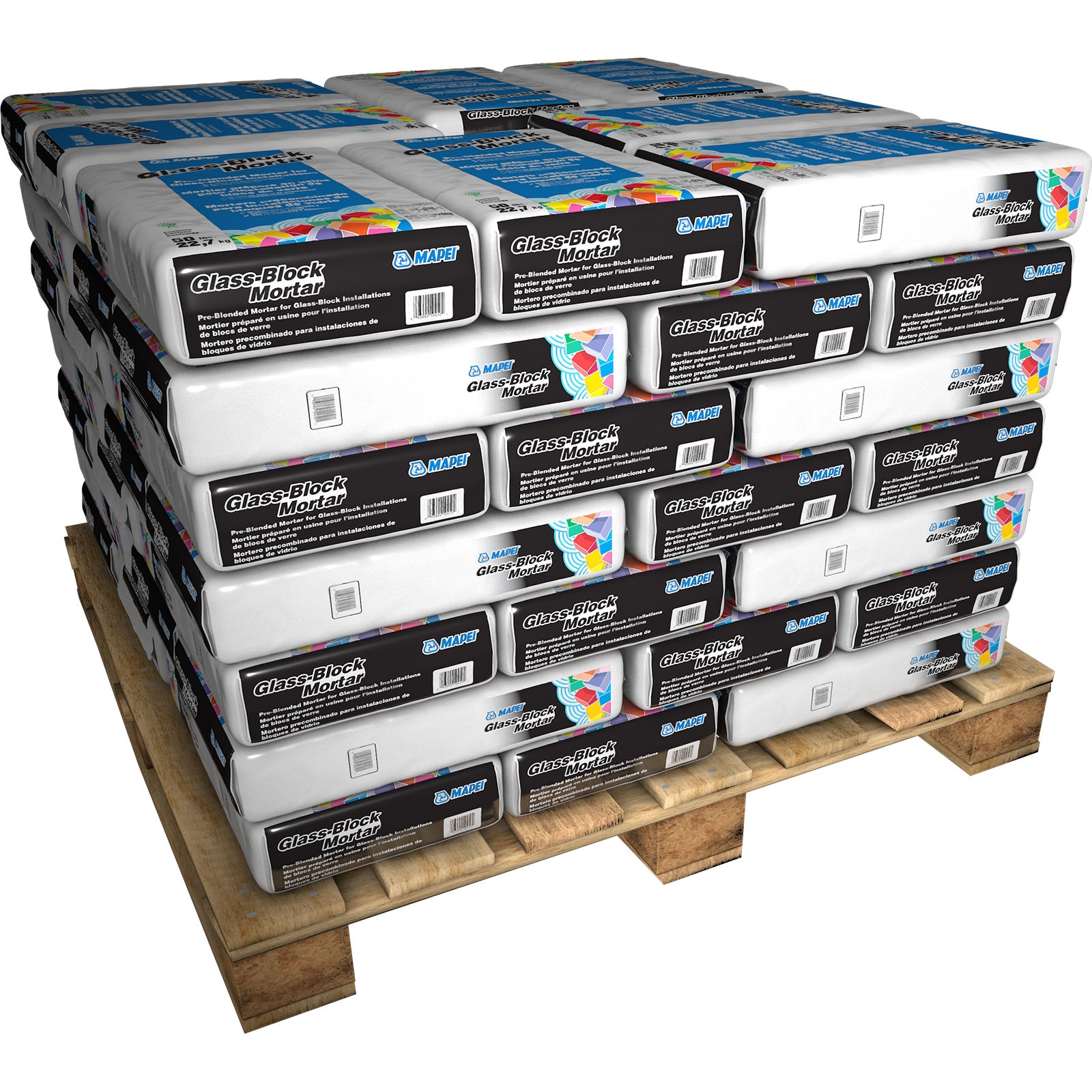 MAPEI 7491556P Glass Block (Pallet 56 qty) White Glass Block Tile Mortar (50-lb)