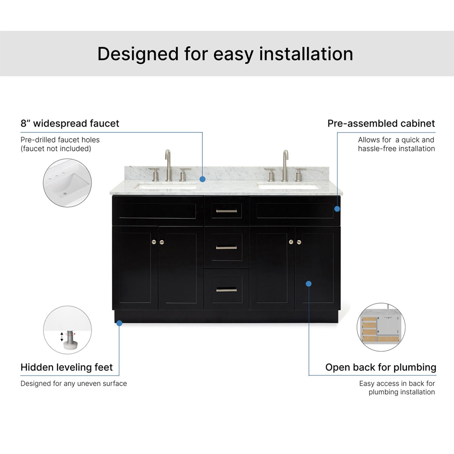 ARIEL F061DCW2RVOBLK Bath-Vanity-Combo - View #7