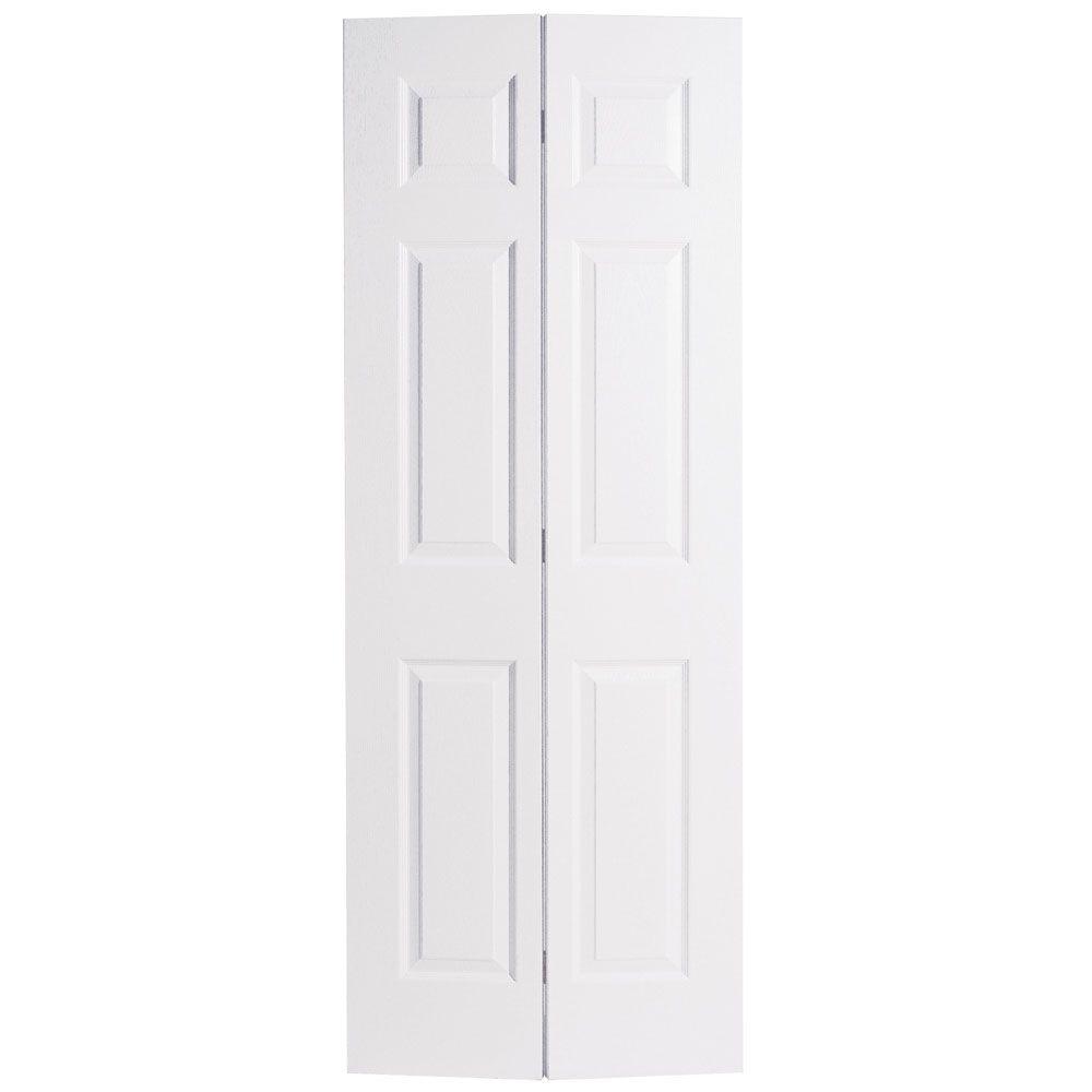 Masonite 680026 30-in x 80-in Primed 6-panel Textured Hollow core Primed Molded composite Closet Bifold Door ( Hardware Included )