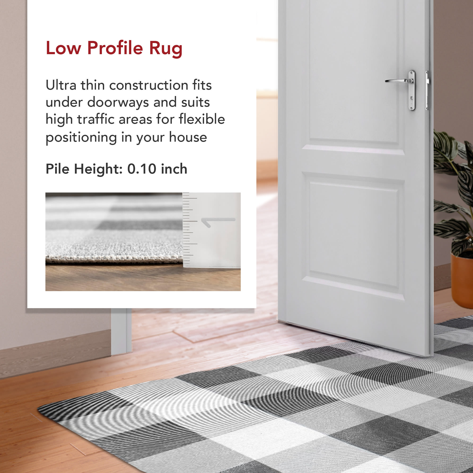 Gray Buffalo Plaid Washable Rectangular Area Rug