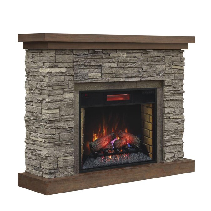 Chimney Free 54 In W Brown Ash Infrared, Electric Fireplace Pics