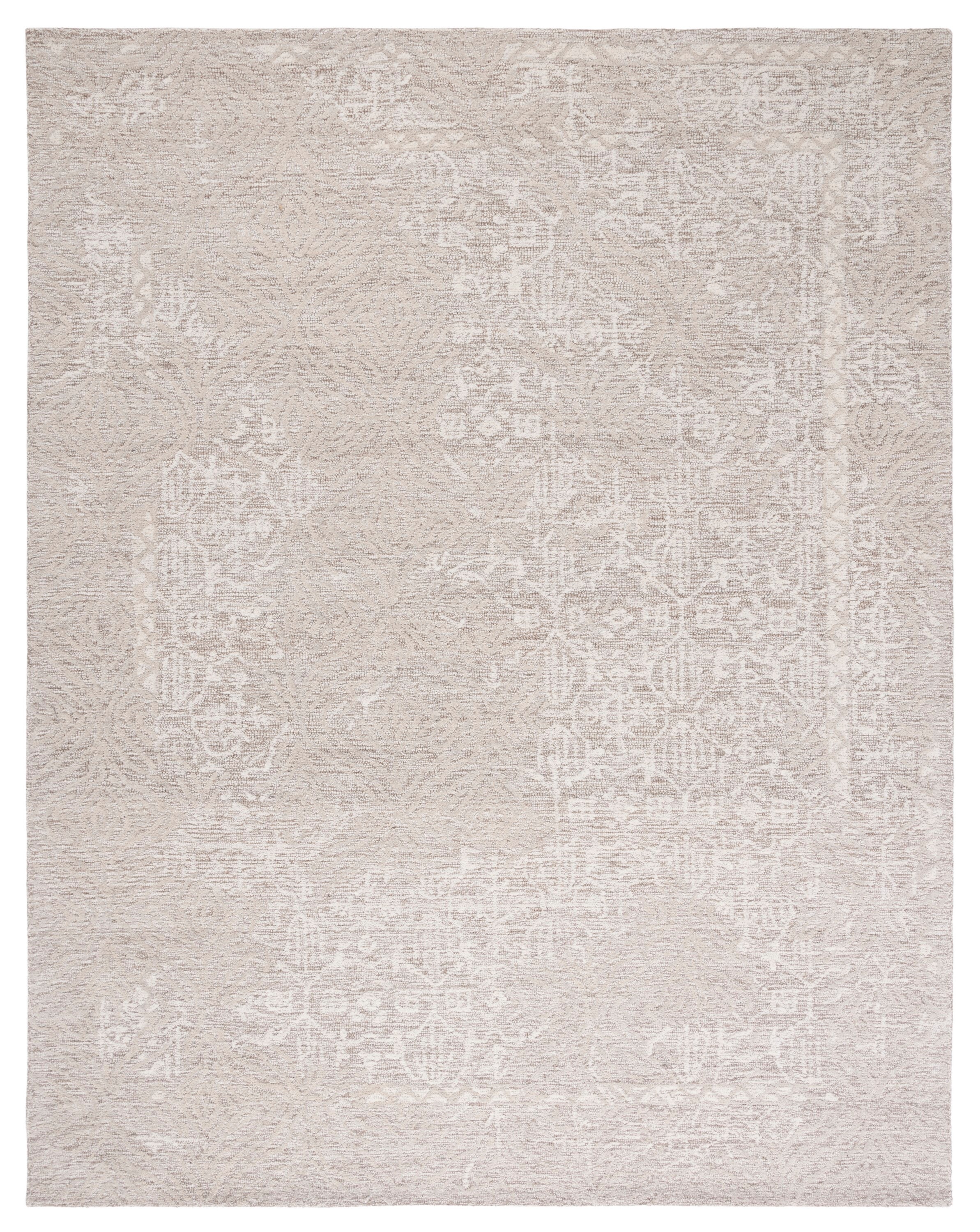 Ivory Hand-Tufted Wool Rectangular Area Rug 8' x 10'