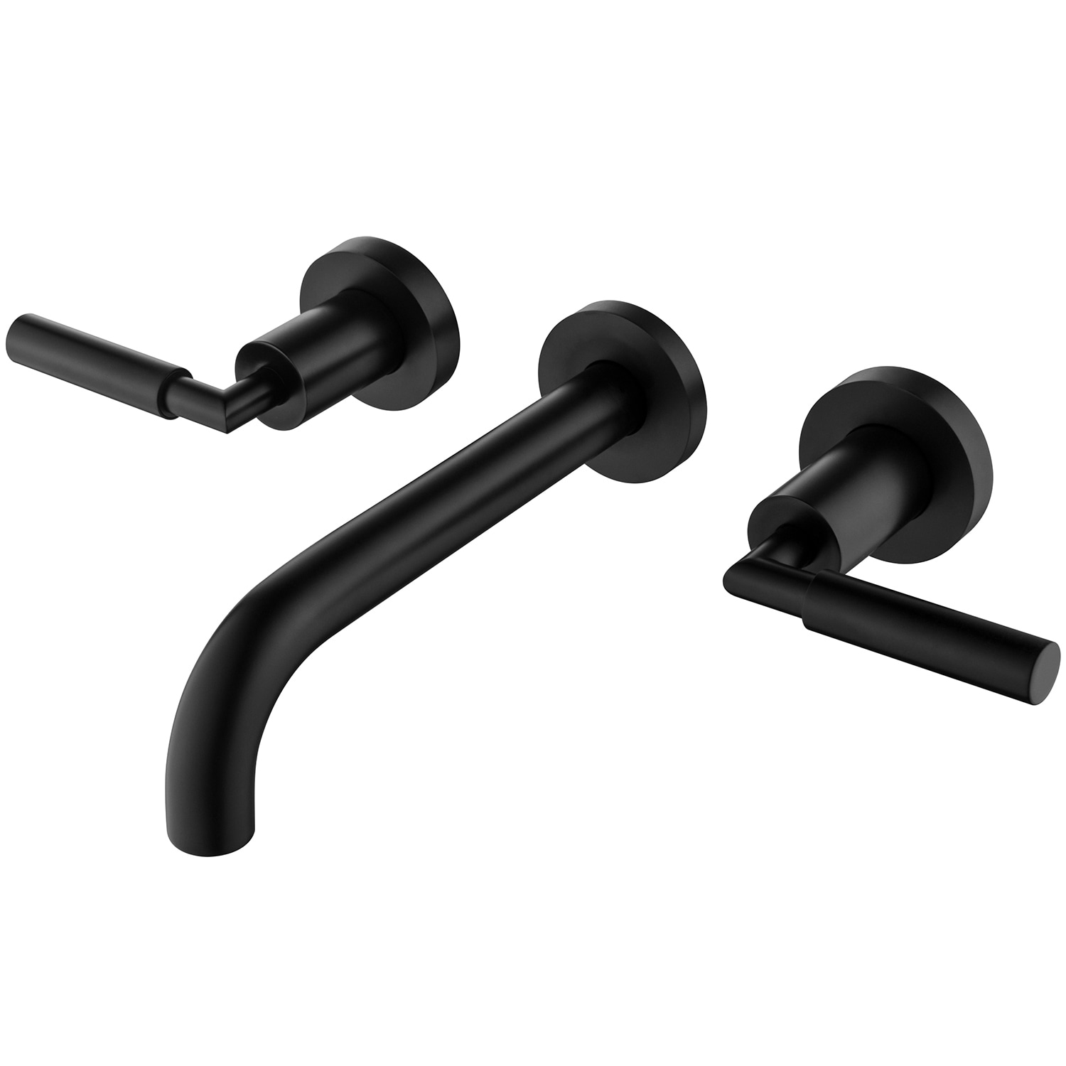 Clihome Faucet Matte Black Wall-mount 2-Handle Bathroom Sink Faucet in ...