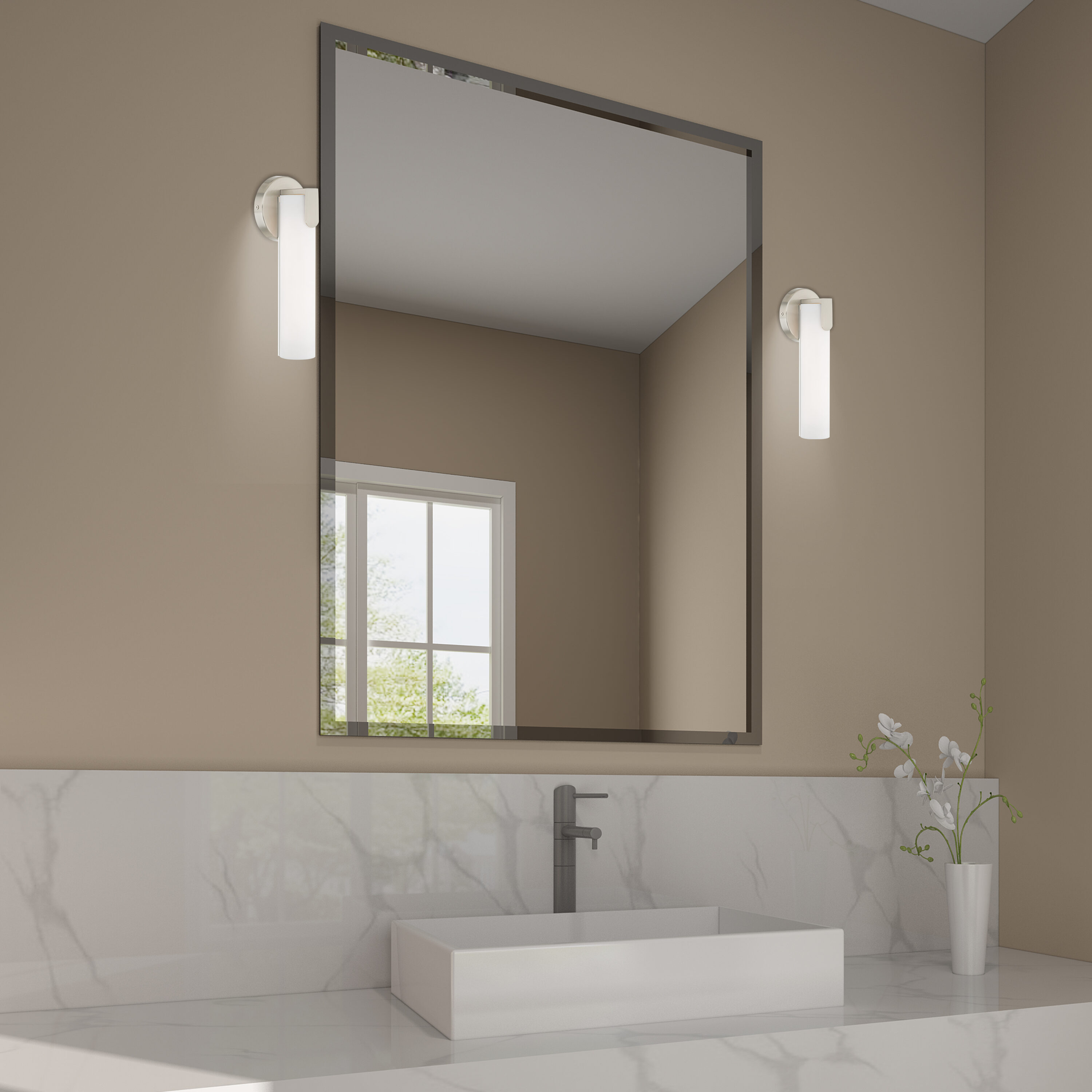 Lund 10W LED Brushed Nickel Wall Sconce with Satin White Shade