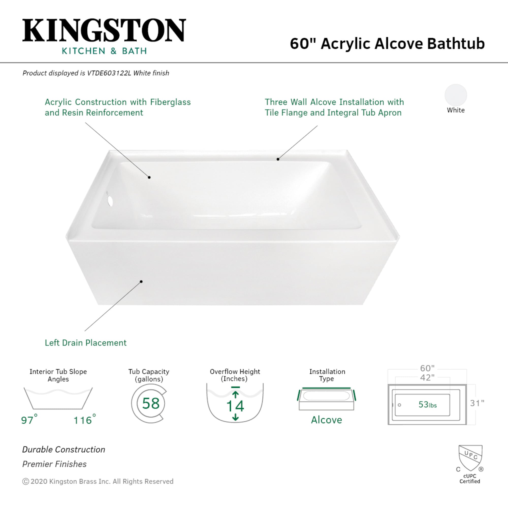 Kingston Brass UUVTDE603122L bathtubs - View #3