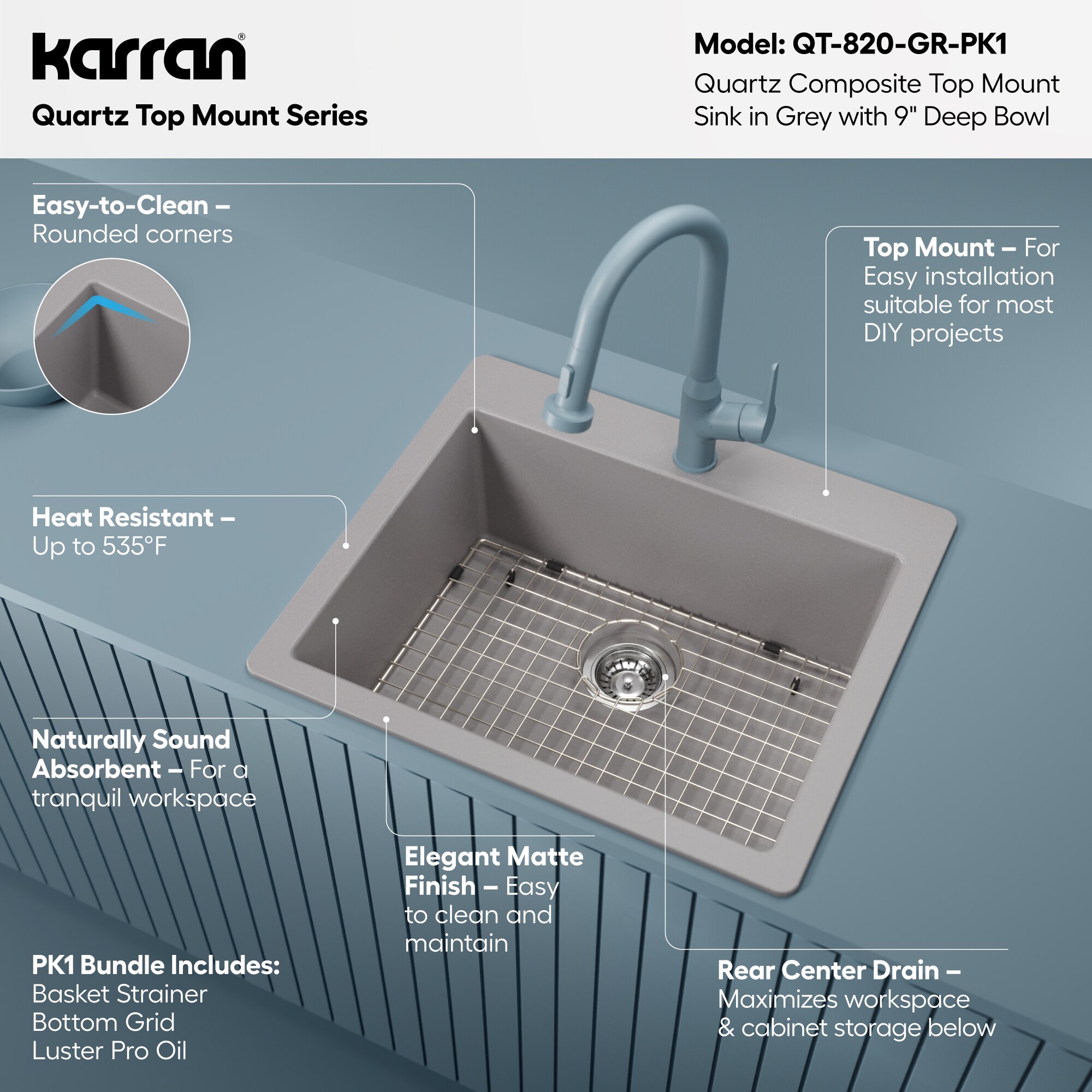 Karran QT-820-GR-PK1 Kitchen-Sinks - View #5