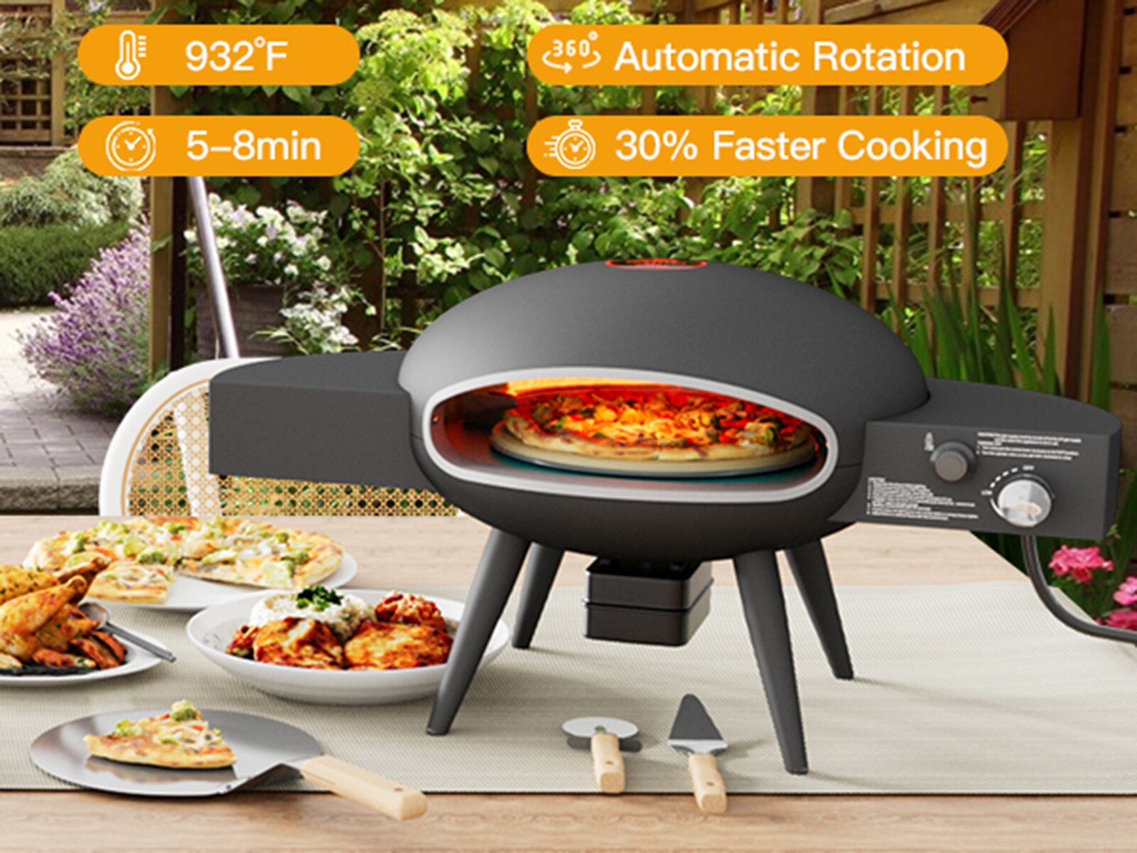 UDPATIO Outdoor Gas Pizza Oven Propane, Rotating Pizza Grill Oven Pizza  Maker with 12 Pizza stone, Portable Pizza Ovens for Outside with Rotary