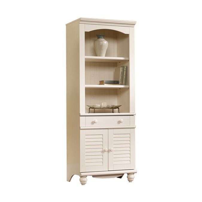 Sauder Harbor View Antiqued White 3 Shelf Bookcase In The Bookcases Department At Com Antiqued White 3 Shelf Bookcase, Sauder Harbor View Armoire Antiqued White