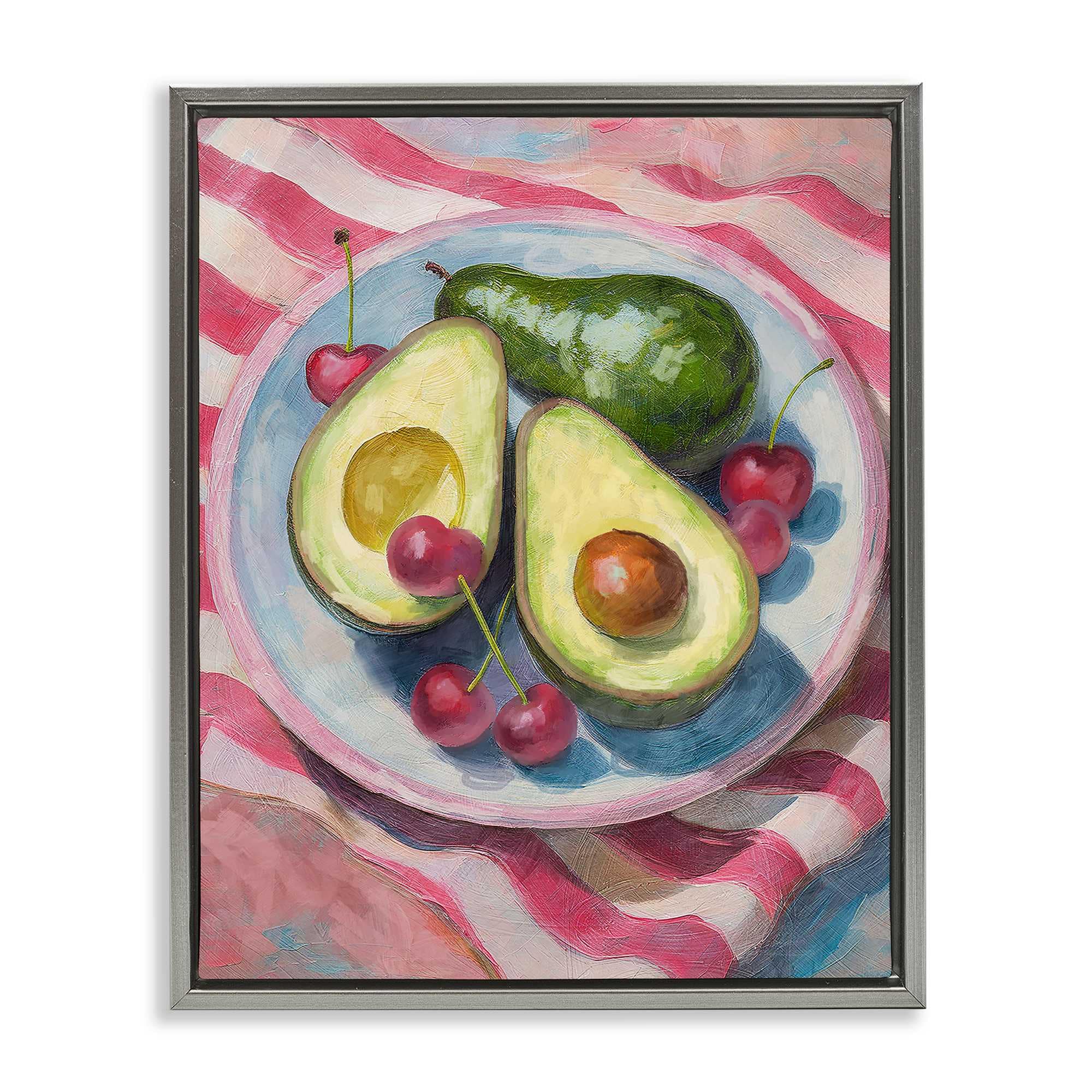 Stupell Industries BT-081-FFL-16X20 Avocado and Fruits Meal Gray Framed Floater Canvas Wall Art By Lil Rue 17 x 21