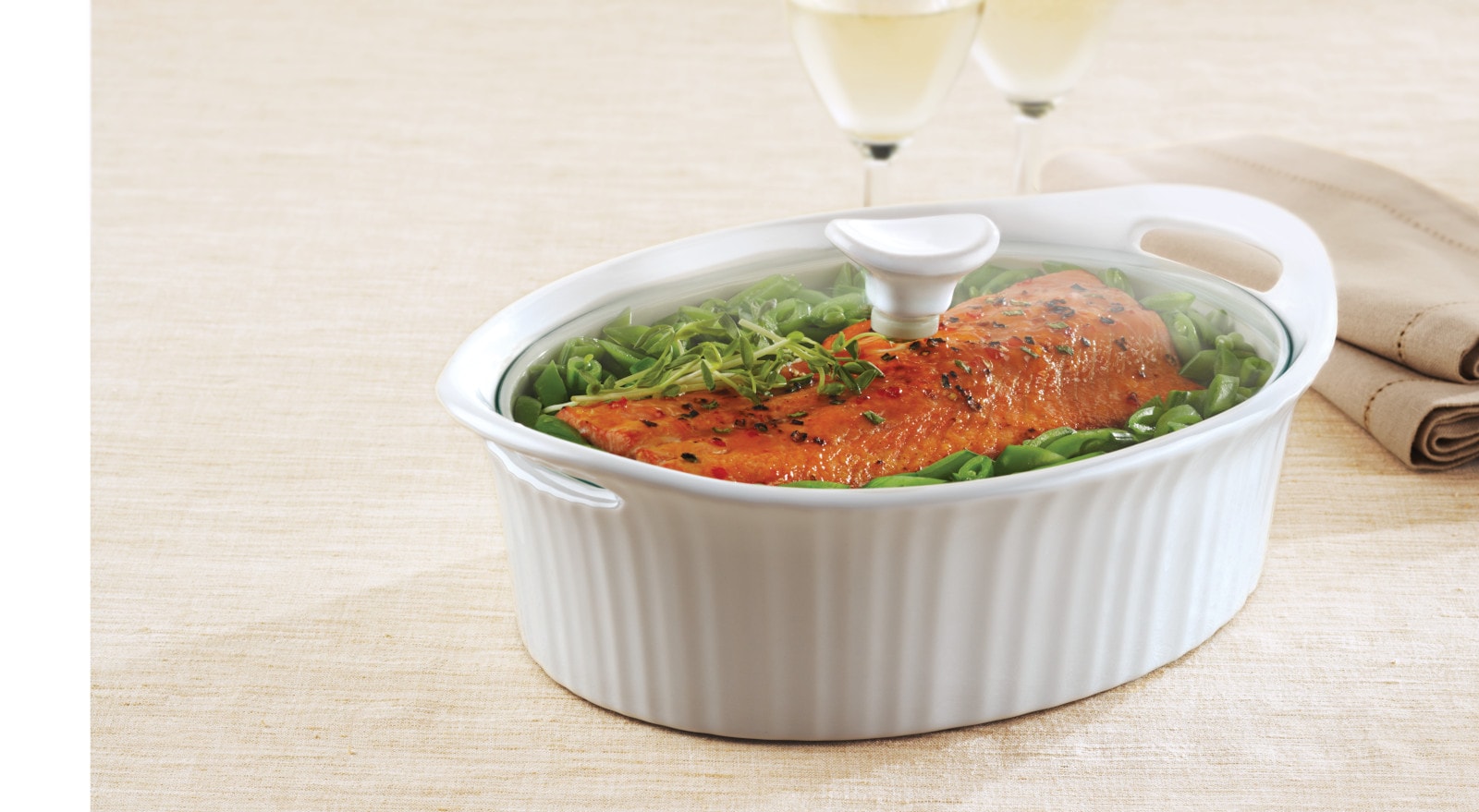Corningware Entree Baker, Round, with Glass Cover, French White, 1.5 qt - 2 pieces