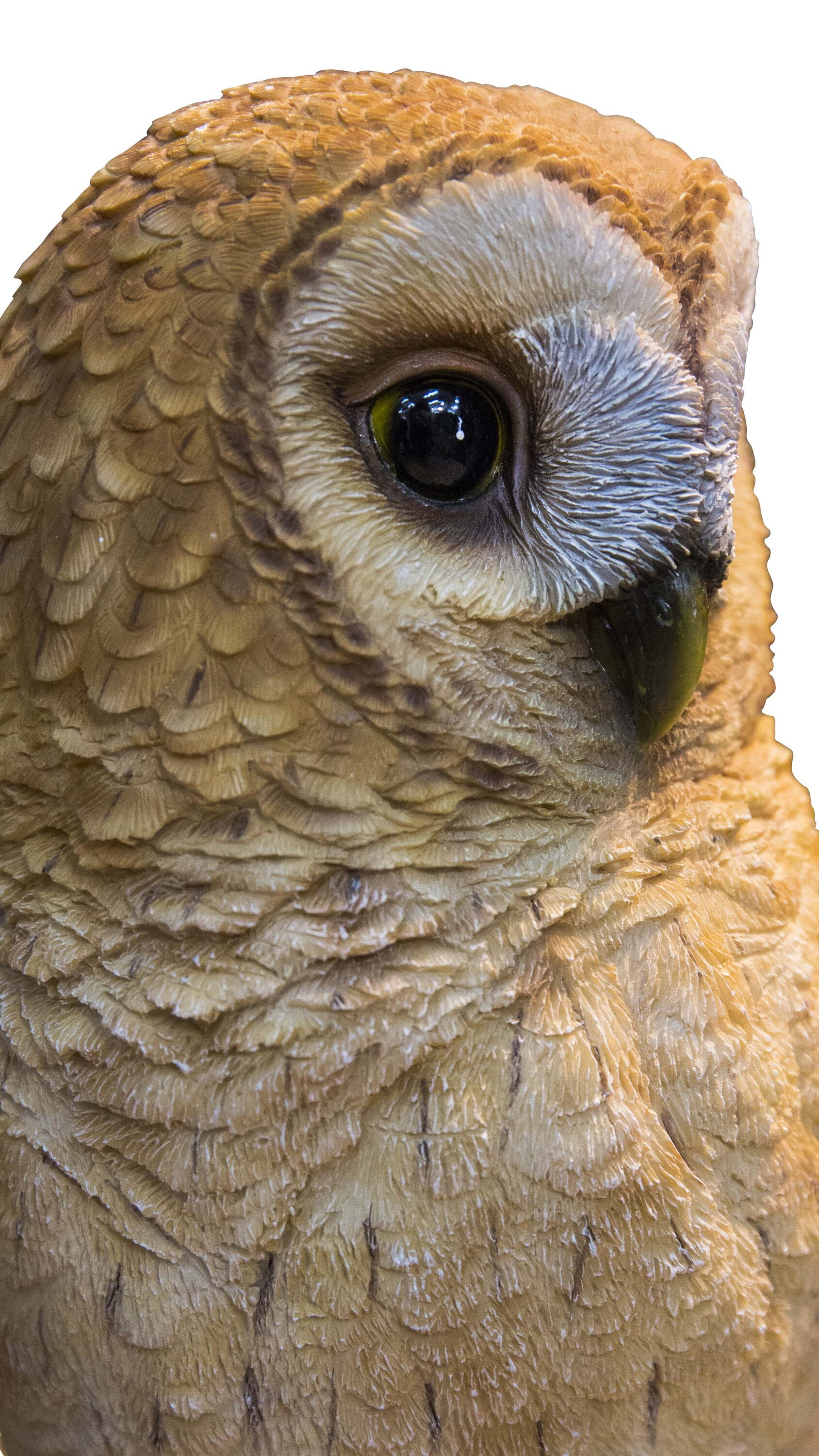 Beige and Brown Polyresin Owl on Stump Statue
