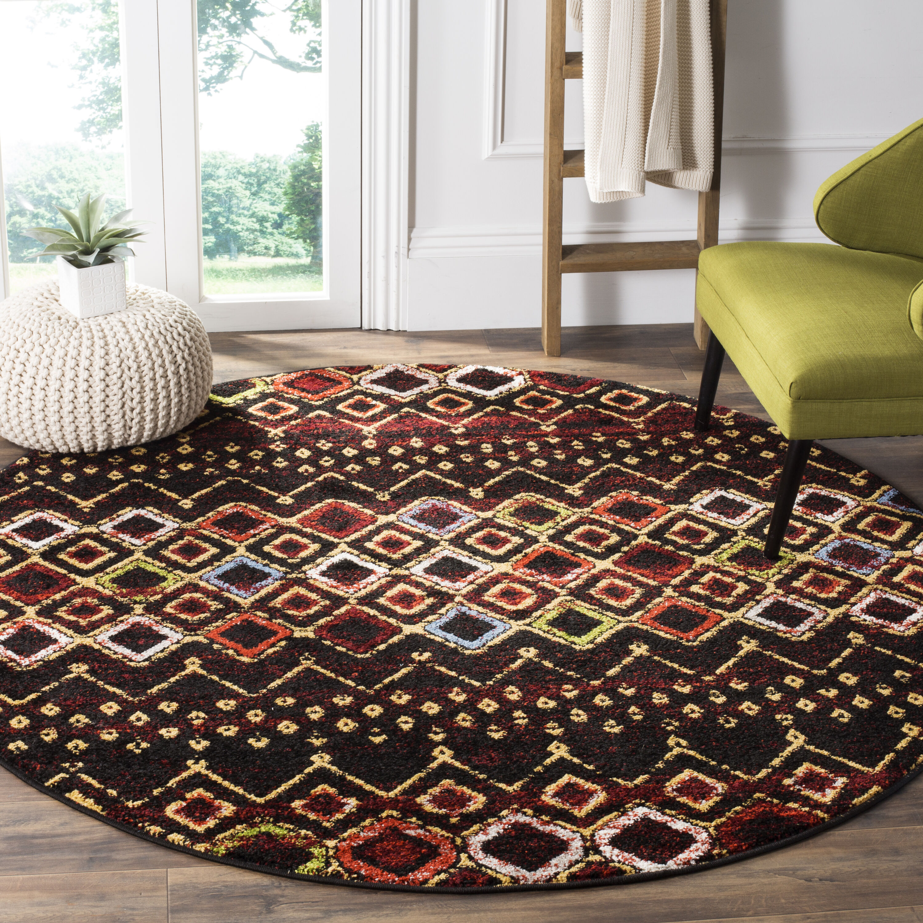 Amsterdam 108P Black Multi 10ft x 10ft Round Rug