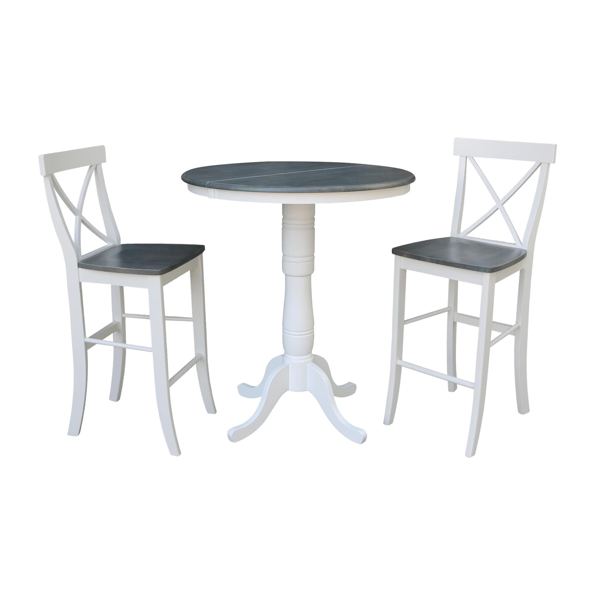 International Concepts K05-36RXT-6B-S6133-2 White/heather gray Traditional Dining Room Set with Round Table ( Seats 4 )